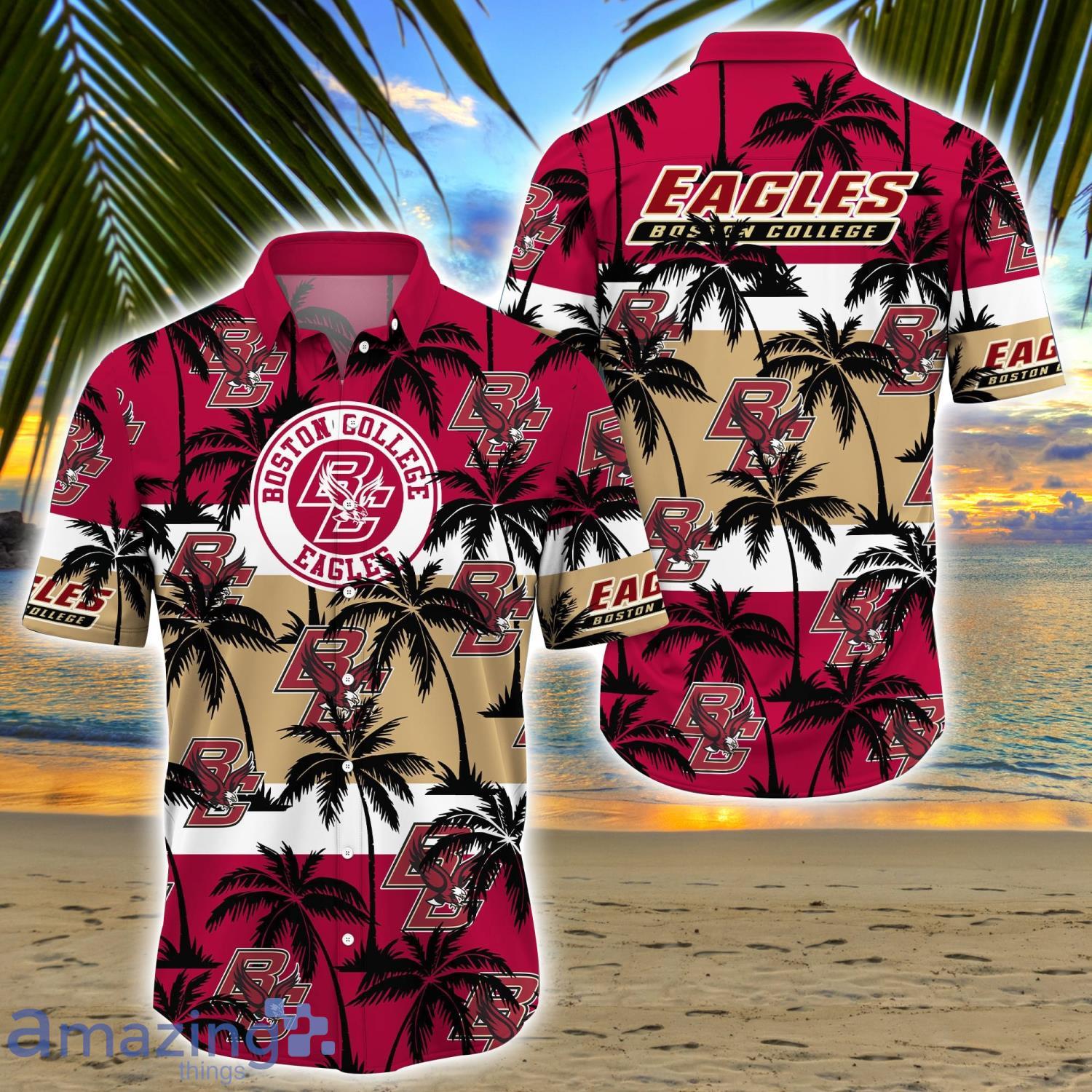 Boston College Eagles All Over Print Logo And Coconut Trending Summer Gift Aloha Hawaiian Shirt Product Photo 1