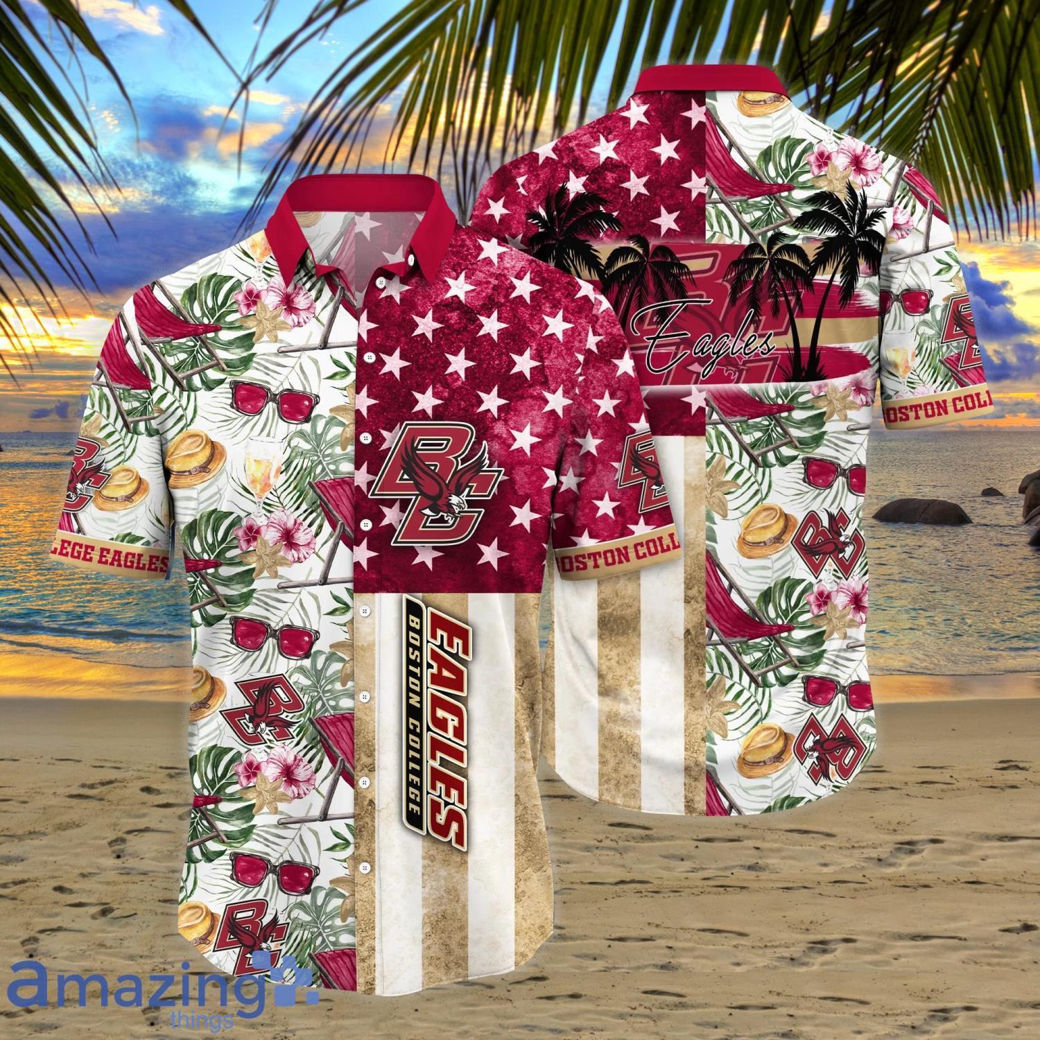 Boston College Eagles NCAA3 Flower Funny Summer Beach Pattern Aloha Hawaiian Shirt Product Photo 1