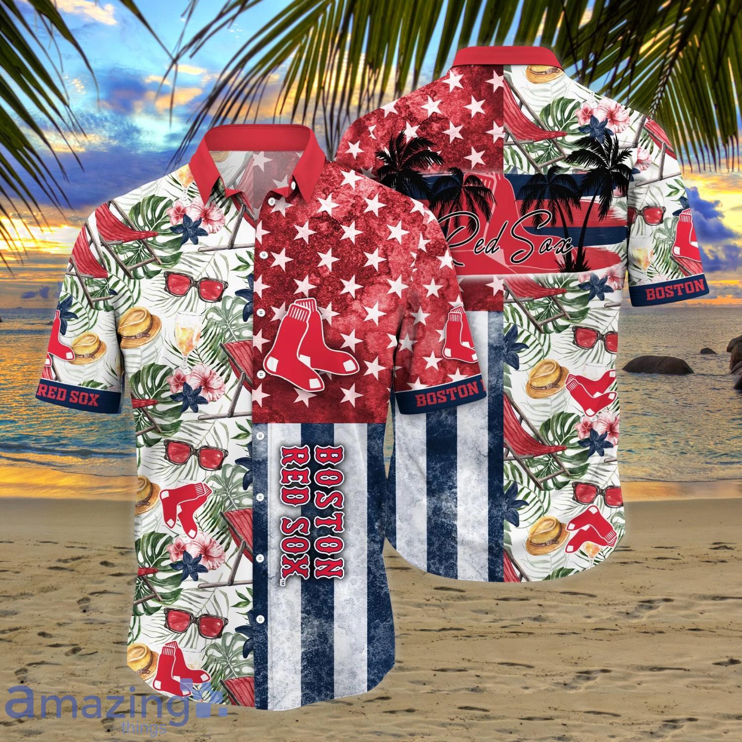 Red Sox Hawaiian Shirt Palm Tree Aloha Shirt in 2023