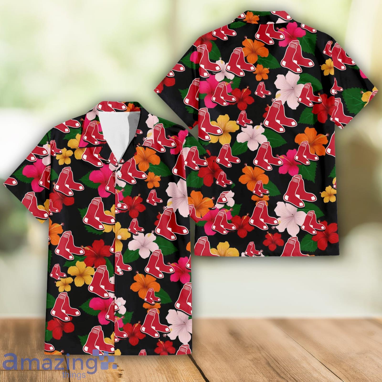 Boston Red Sox Pink Orange Yellow Floral 3D Hawaiian Shirt Gift For Summer Vacation Product Photo 1