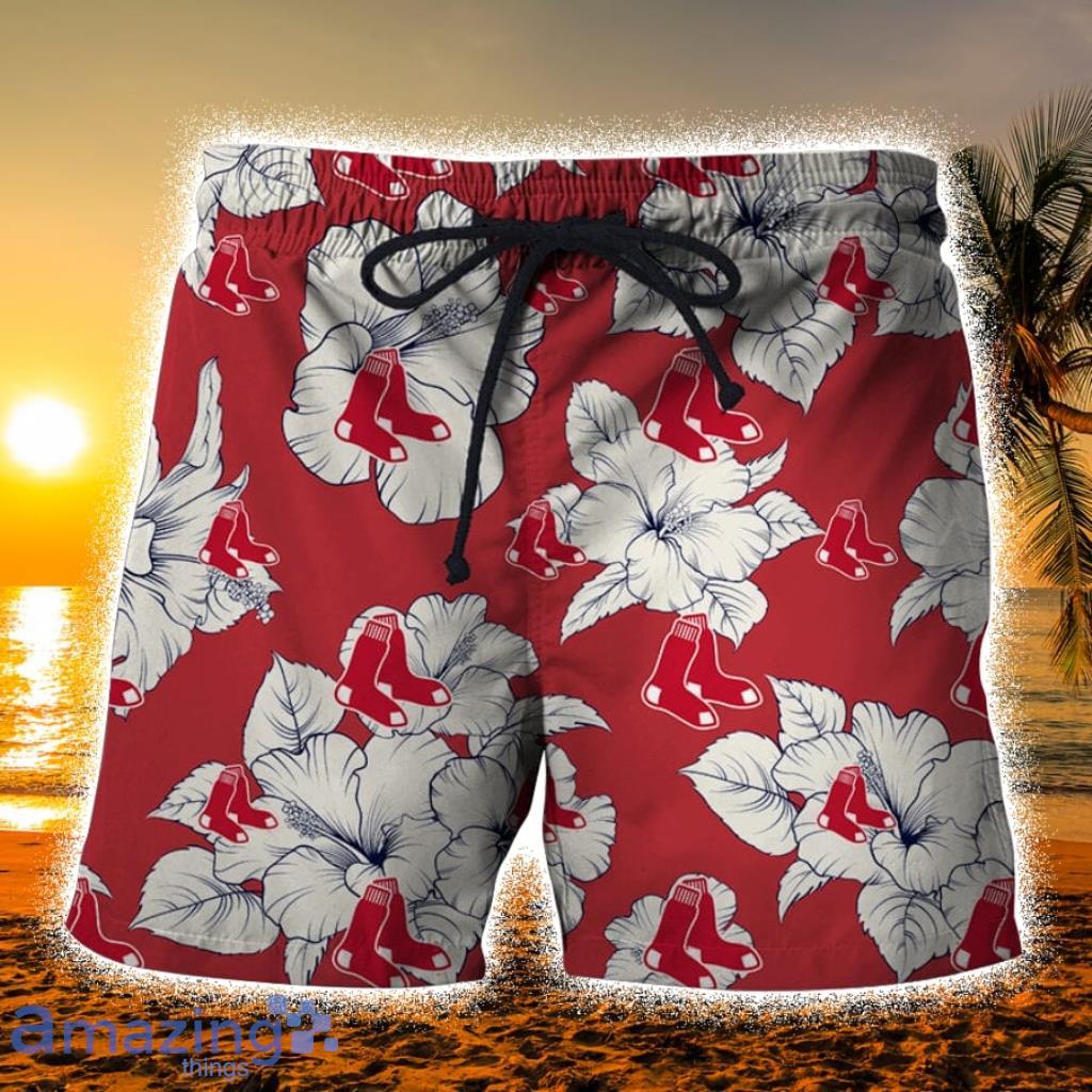 Boston Red Sox Tropical Floral Hawaiian Shorts Red Gift For Fans