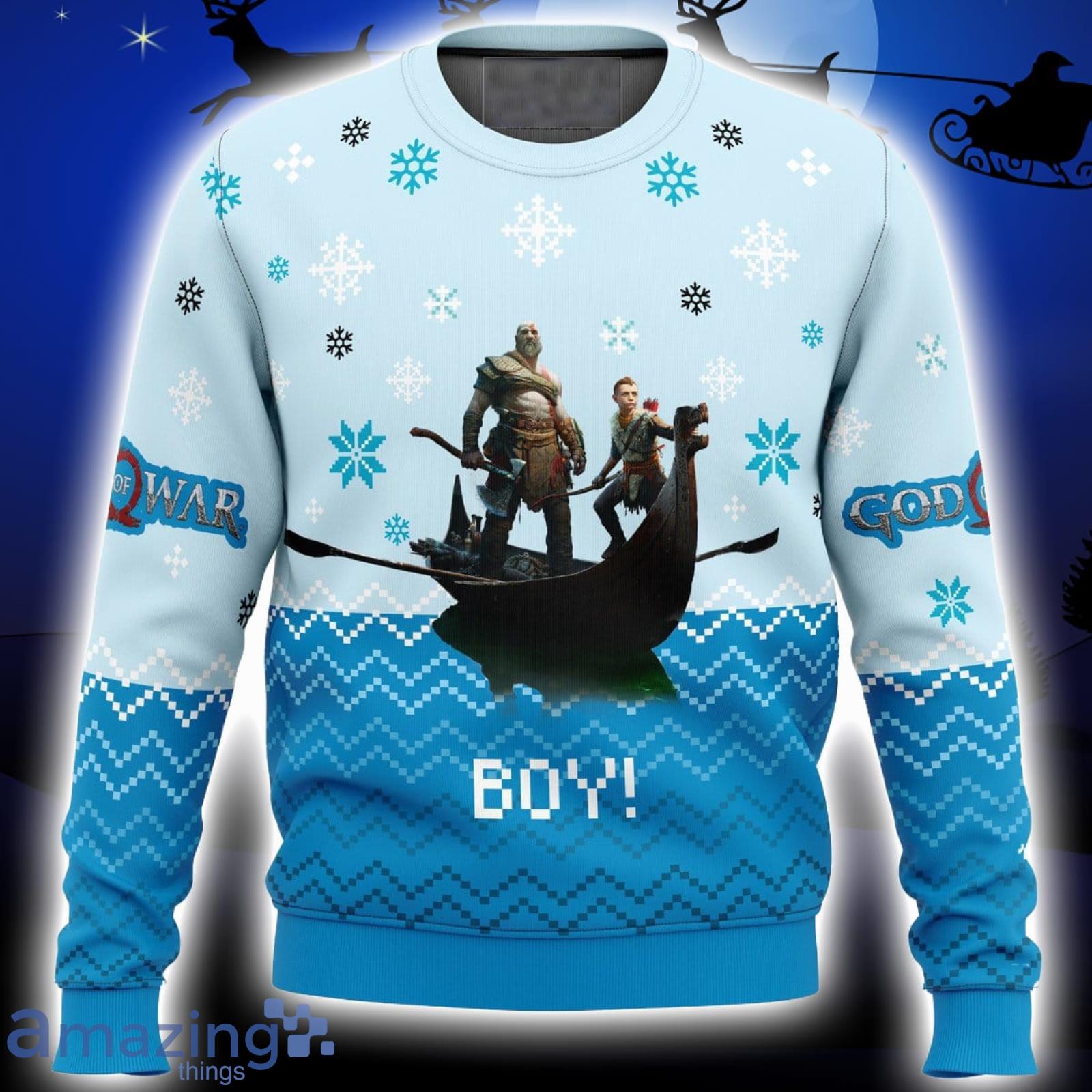 Boy! God of War Xmas Ugly Christmas Sweater Christmas Gift For Men And Women Product Photo 1