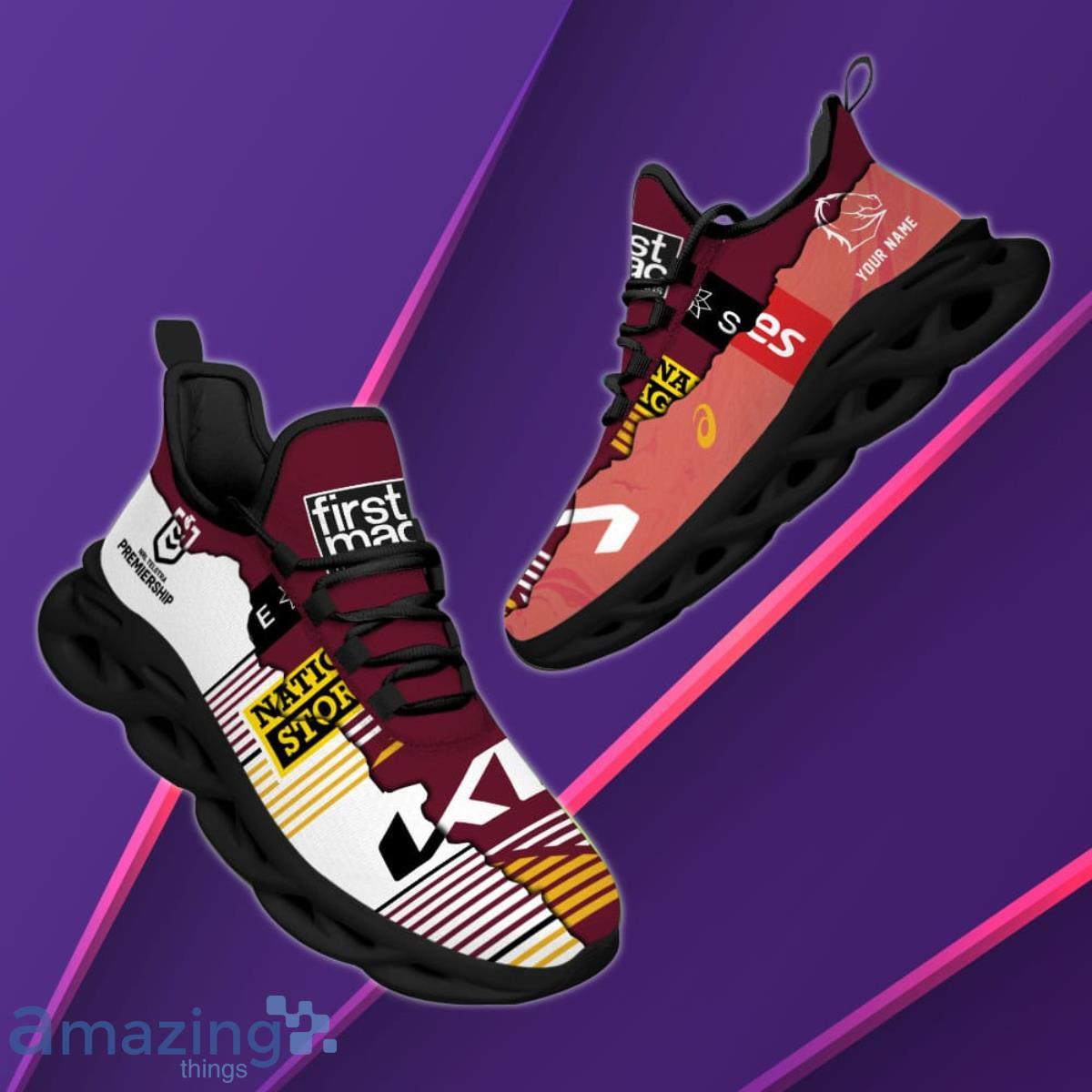 Brisbane Broncos Personalized Name NRL Max Soul Shoes Unique Gift For Fans image Brisbane Broncos Personalized Name NRL Max Soul Shoes Unique Gift For Fans Product Photo 3