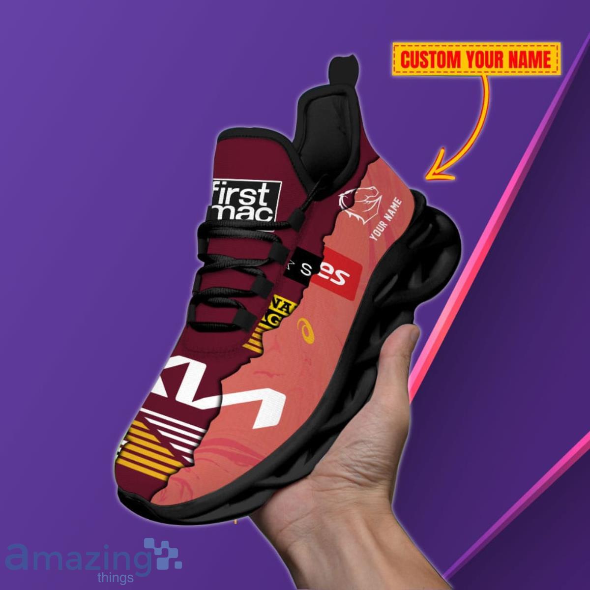 Brisbane Broncos Personalized Name NRL Max Soul Shoes Unique Gift For Fans Product Photo 1