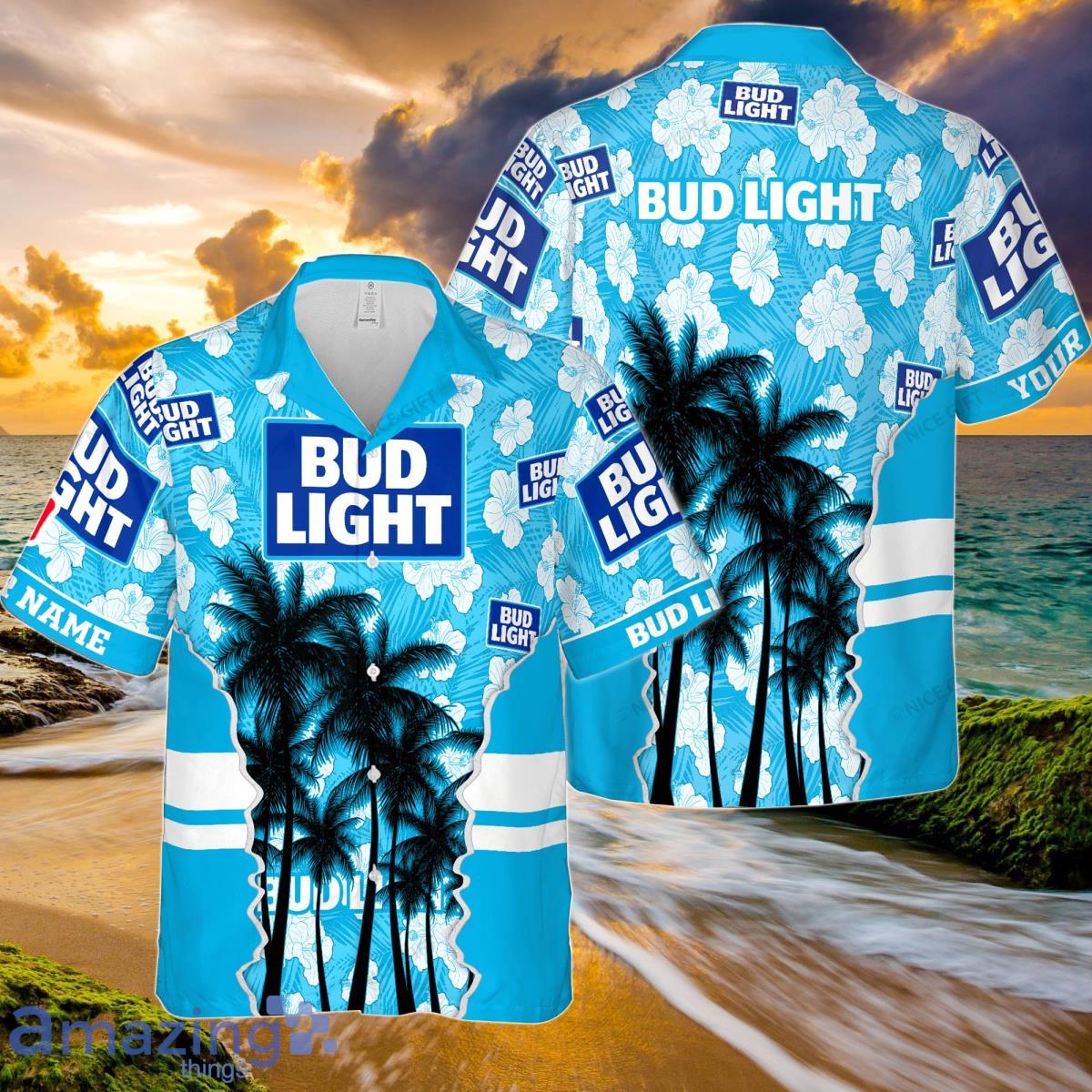 Bud Light Custom Name Hawaiian Shirt Special Gift For Men And Women Product Photo 1 Bud Light Custom Name Hawaiian Shirt Special Gift For Men And Women Product Photo 1