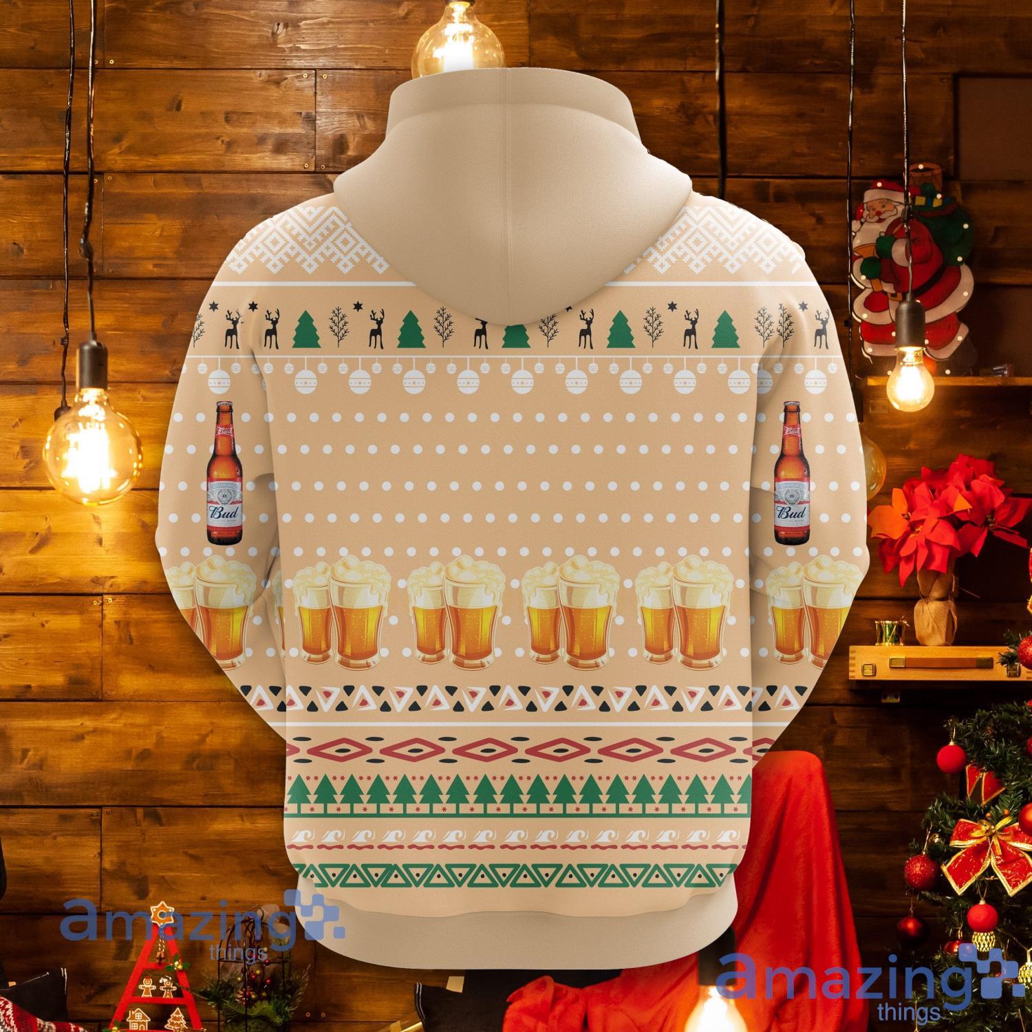 Budweiser Beer Christmas Cute Noel Mc Christmas Pattern All Print 3D Hoodie image Budweiser Beer Christmas Cute Noel Mc Christmas Pattern All Print 3D Hoodie Product Photo 2
