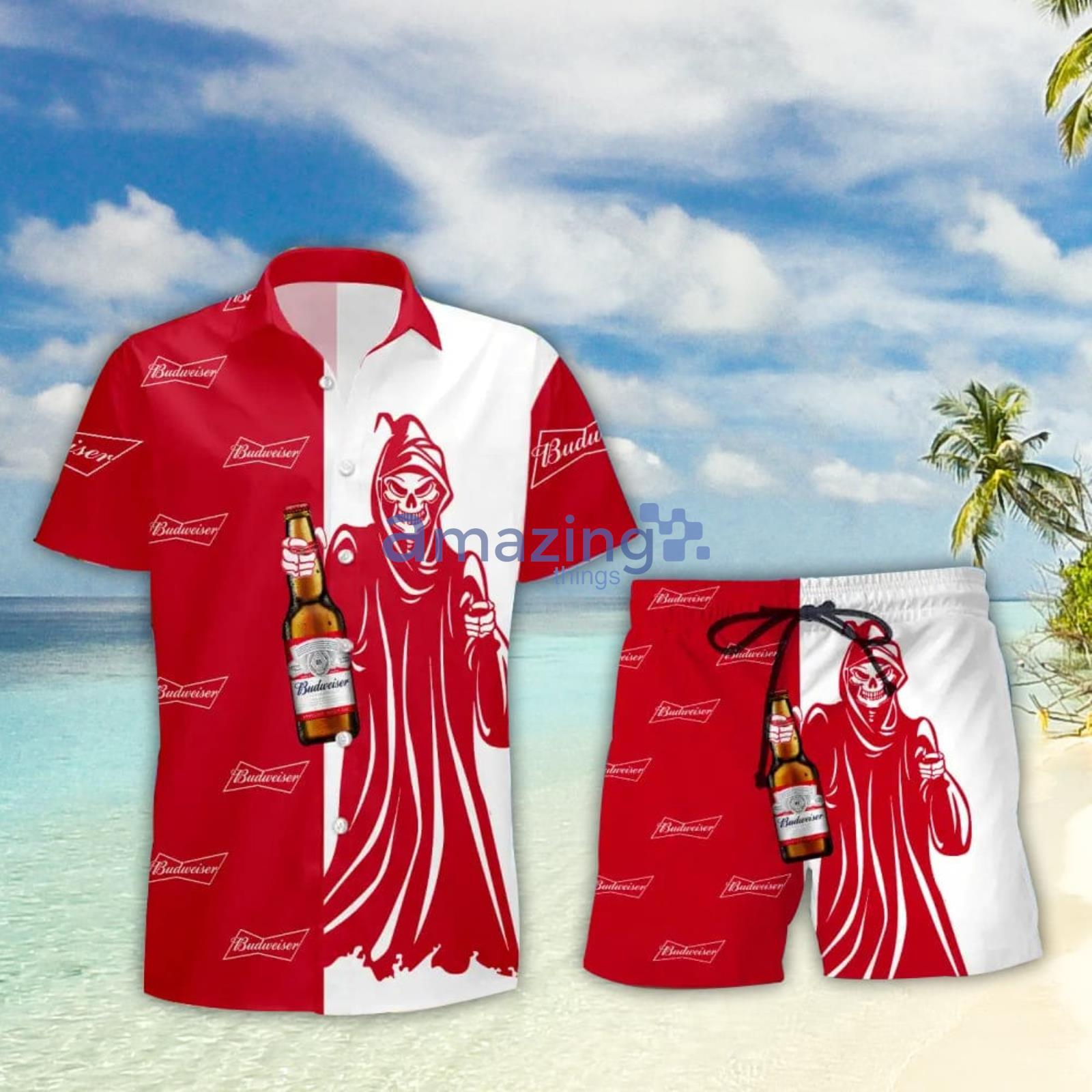 Budweiser Beer Death Halloween Men And Women Hawaiian Shirt And Shorts Halloween Gift Product Photo 1