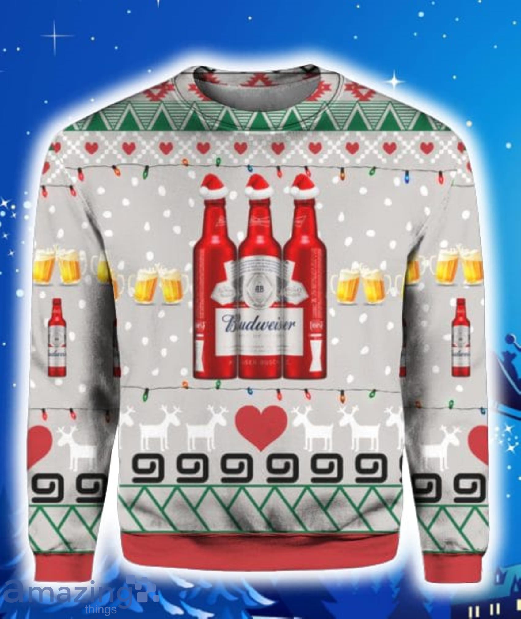 Budweiser Beer Red Bottles All Over Print 3D Hoodie, T-Shirt, Christmas Sweater Product Photo 1