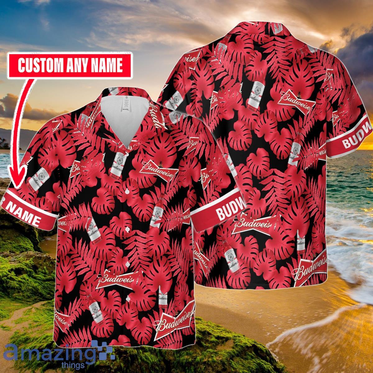 Budweiser Custom Name Hawaiian Shirt Shirt Summer Gift Beach Shirt Product Photo 1