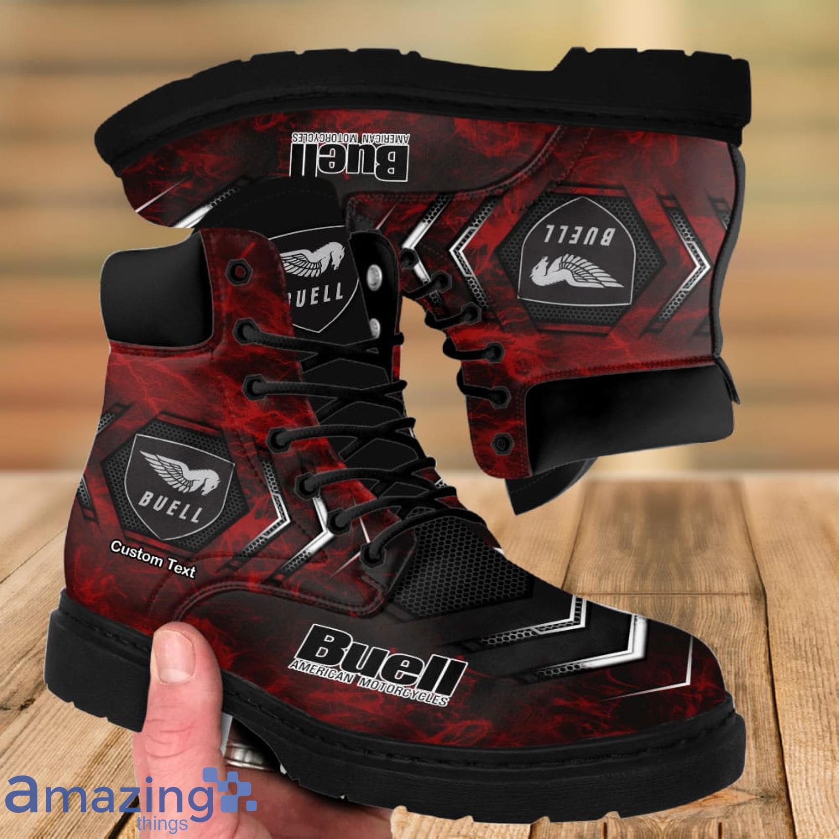 Buell Motorcycle Lace Up Short Custom Name Any Logo Car Model Or Sport Team Leather Timboots Gift For Fans image Buell Motorcycle Lace Up Short Custom Name Any Logo Car Model Or Sport Team Leather Timboots Gift For Fans Product Photo 2