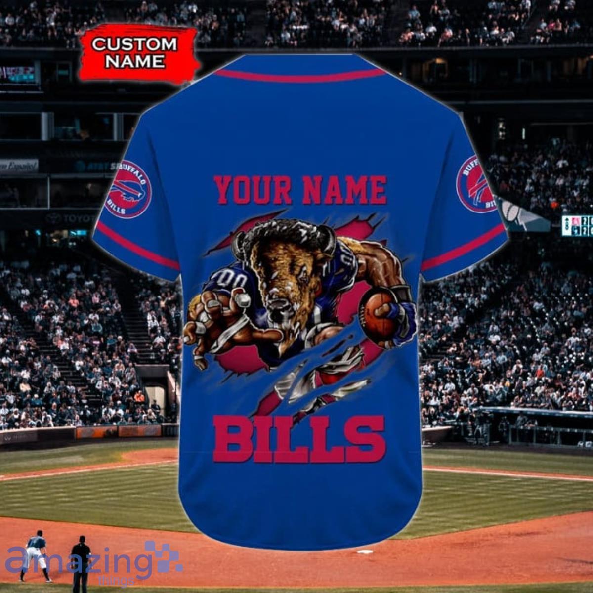 Buffalo Bills NFL Custom Name And Number Baseball Jersey Shirt