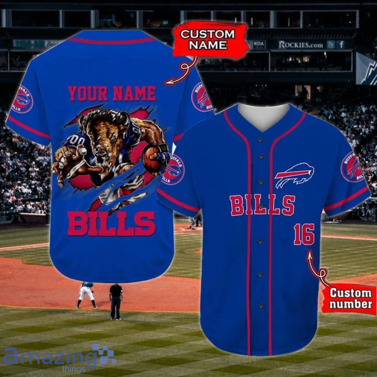 Buffalo Bills Custom Number And Name Baseball Jersey Shirt Gift