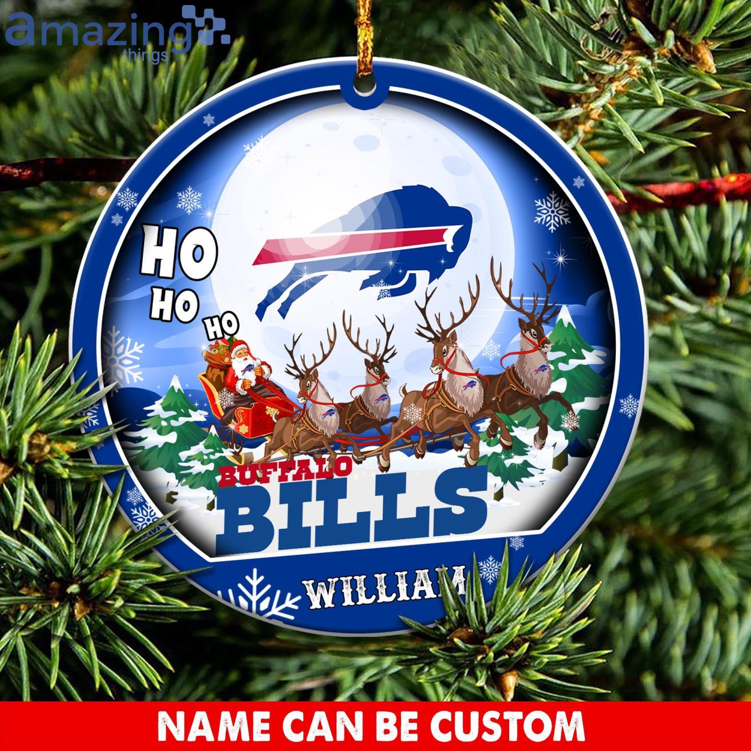 Buffalo Bills Ho Ho Ho Santa's Reindeer  NFL Christmas Ornaments Custom Name Product Photo 1