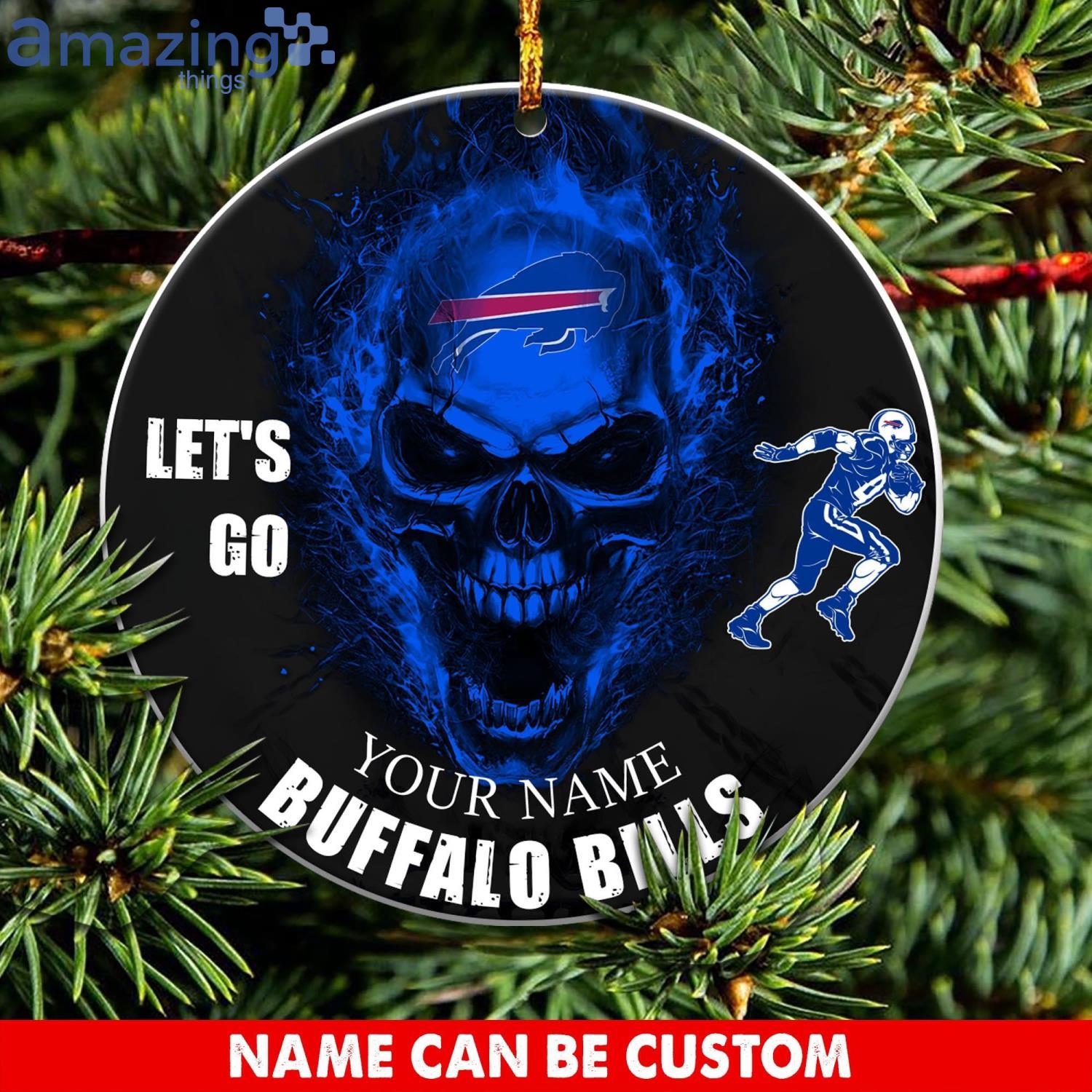 Buffalo Bills NFL Let's Go Skull Christmas Ornament Custom Name For Fans Product Photo 1