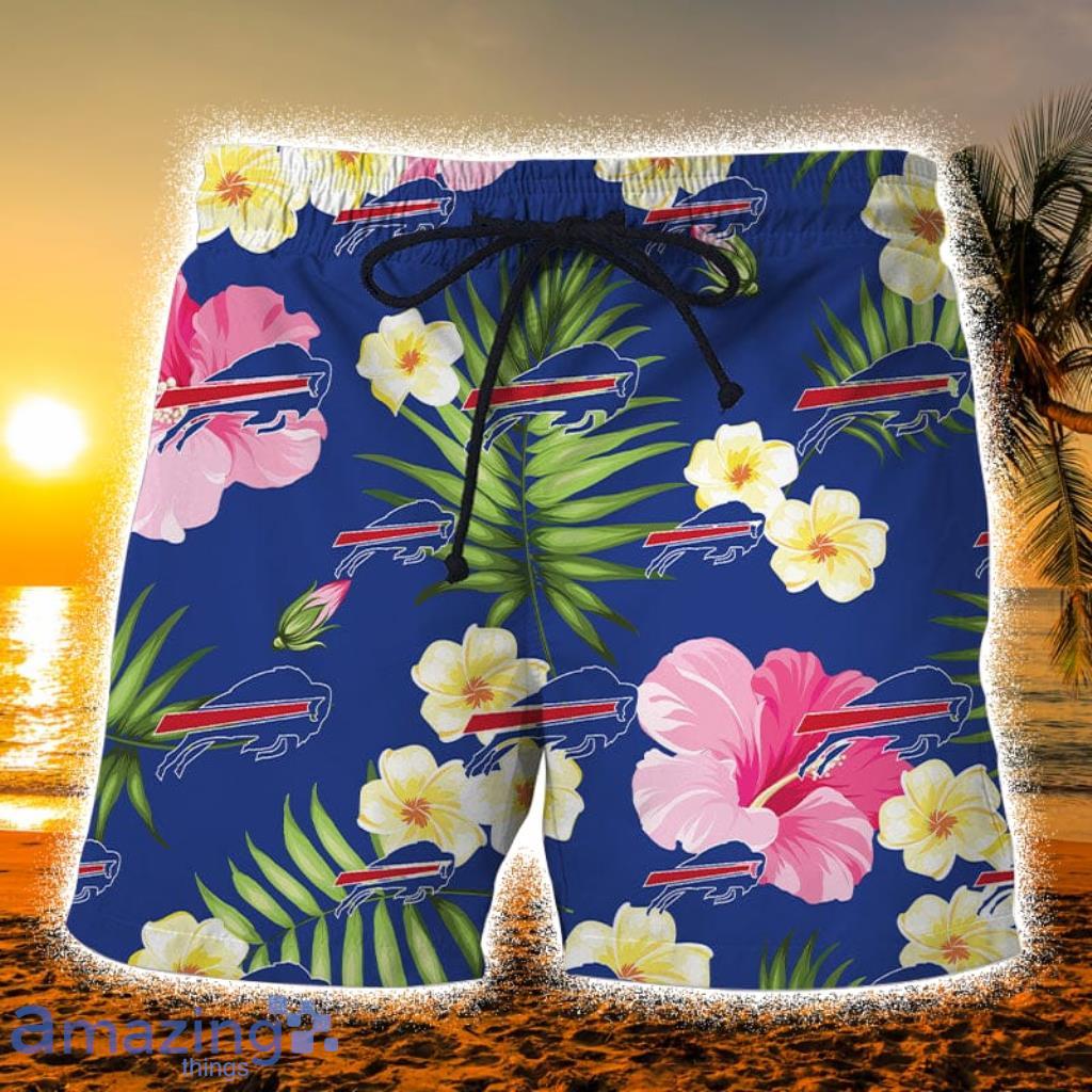 Buffalo Bills Hawaiian Shirt Hibiscus Flowers Pattern On White