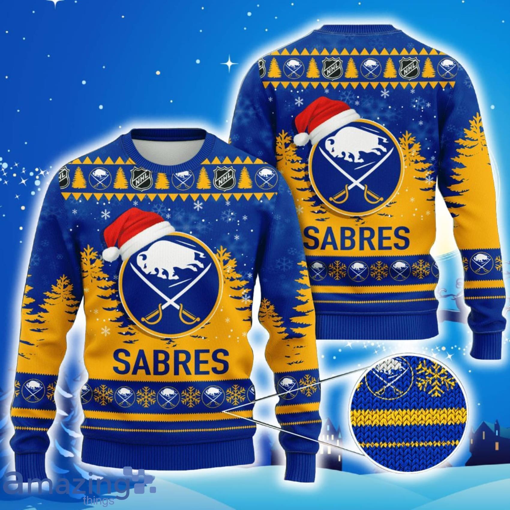 Buffalo Sabres Nhl Ice Hockey Christmas Santa Hat AOP Print 3D Ugly Sweater