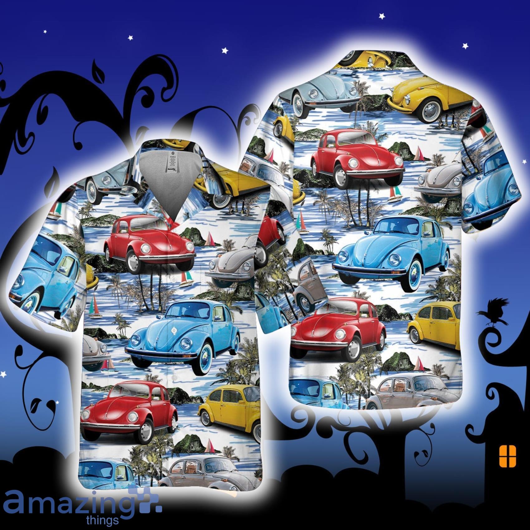 Bug Car Beach Tropical Pattern Short Sleeve Hawaiian Shirt Product Photo 1