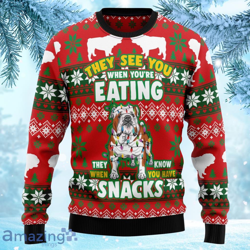 Bulldog Snacks Christmas Unisex Ugly Christmas Sweater 3D Product Photo 1