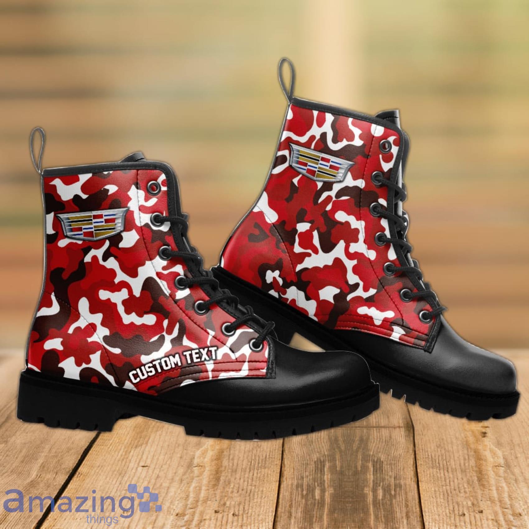 Cadillac Lace Up Custom Name Any Logo Car Model Or Sport Team Leather Boots Gift For Fans image Cadillac Lace Up Custom Name Any Logo Car Model Or Sport Team Leather Boots Gift For Fans Product Photo 2