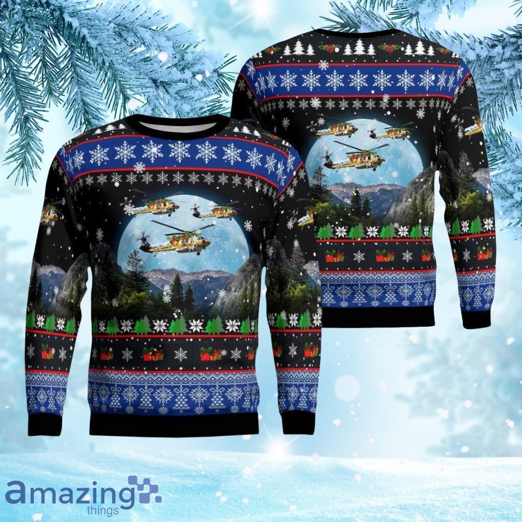 California, Los Angeles County Fire Department Sikorsky S-70a Firehawk Christmas Ugly Sweater 3D Product Photo 1