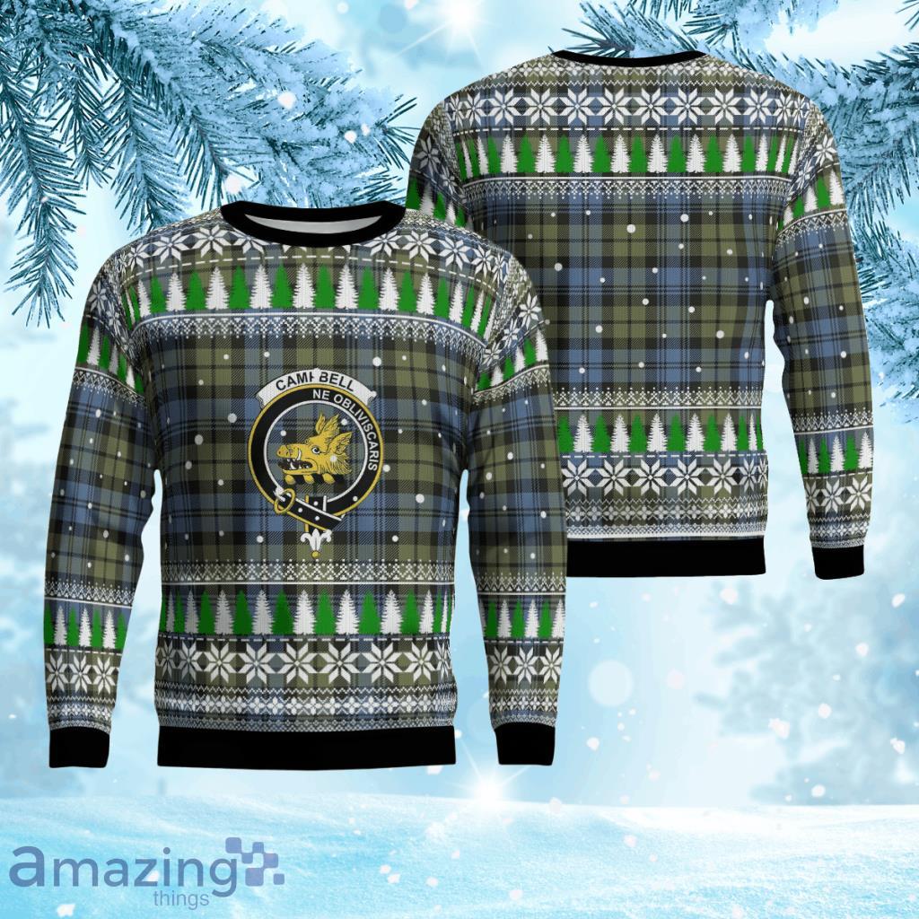 Campbell Faded Crest Tartan Christmas Ugly Sweater 3D Gift For Men And Women Product Photo 1