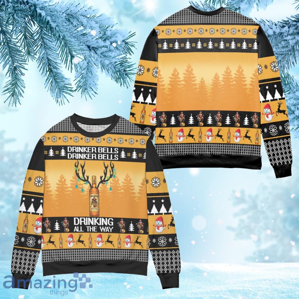 Captain Morgan Drinker Bells Drinking All The Way Ugly Christmas Sweater 3D Gift For Men And Women Product Photo 1