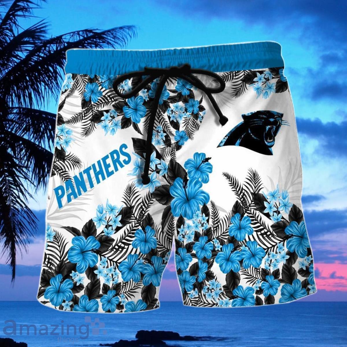 Carolina Panthers Hawaiian Shirt Outfits Mens Button Down Tops Beach Shorts