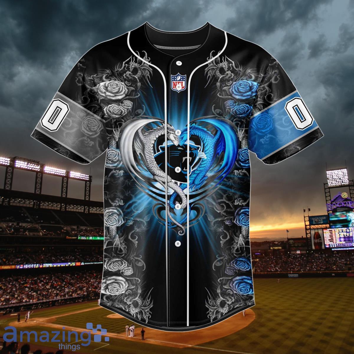 Carolina Panthers Personalized Name & Number NFL Dragon Baseball Shirt Best  Gift Fans