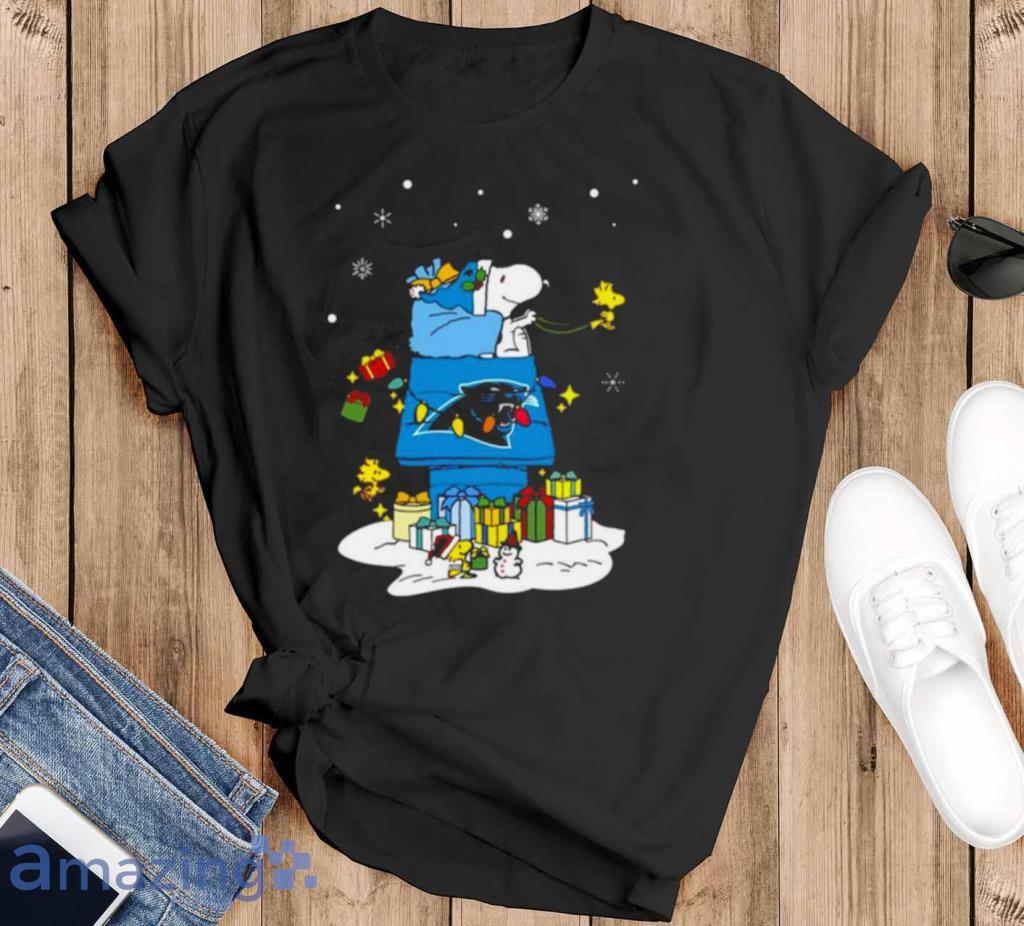 Carolina Panthers Santa Snoopy Wish You A Merry Christmas Shirt Product Photo 1