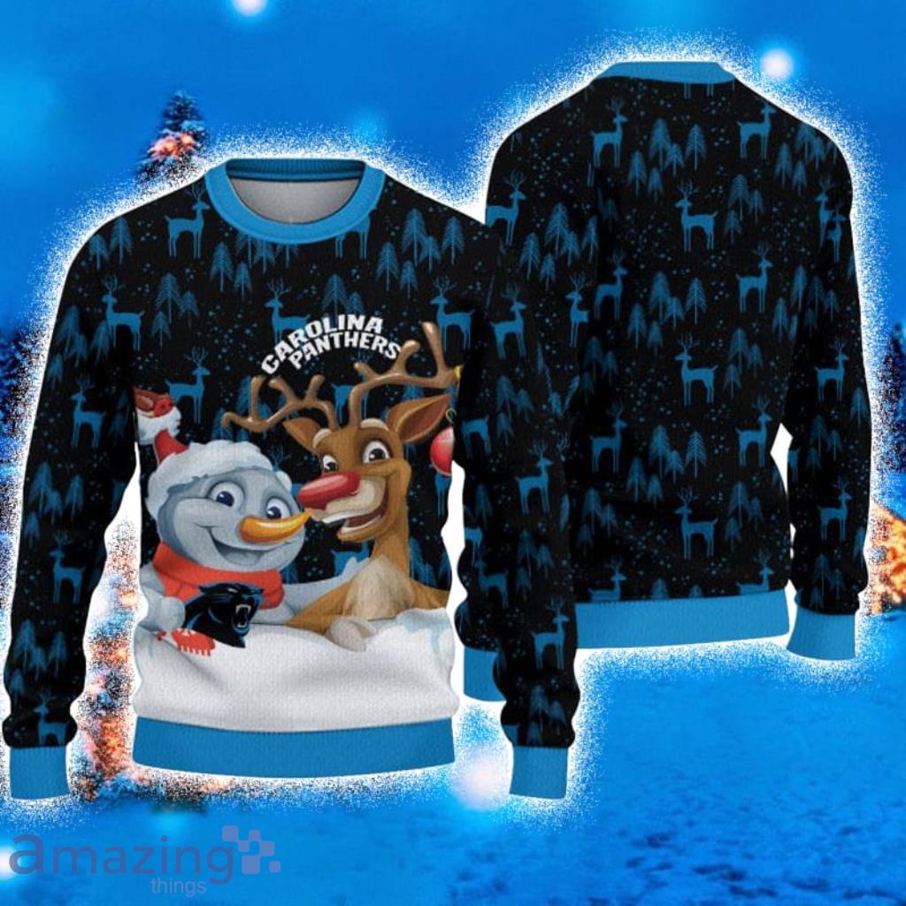 Carolina Panthers Christmas Reindeer Ugly Christmas Sweater