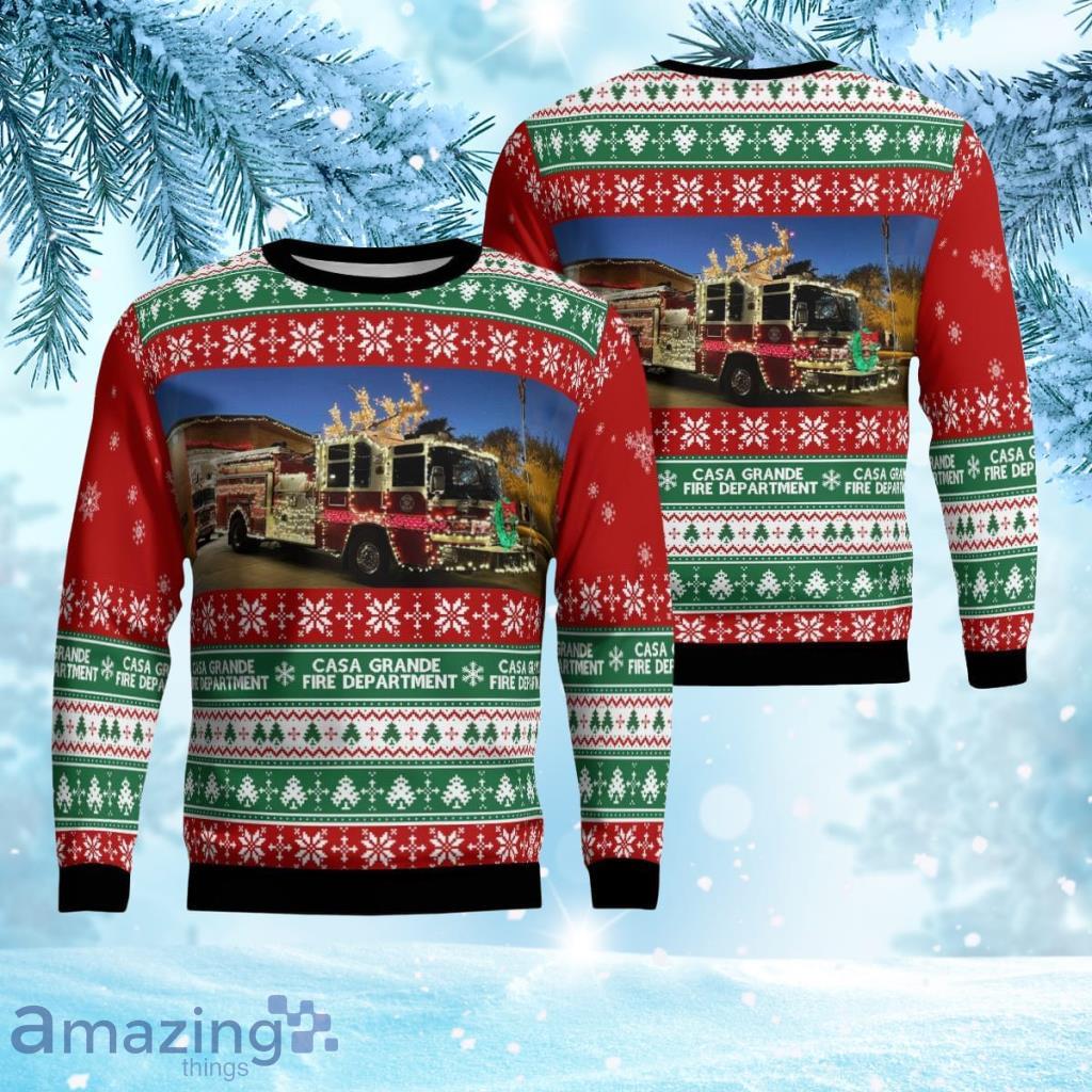 Casa Grande, Arizona, Casa Grande Fire Department Christmas Ugly Sweater 3D Product Photo 1