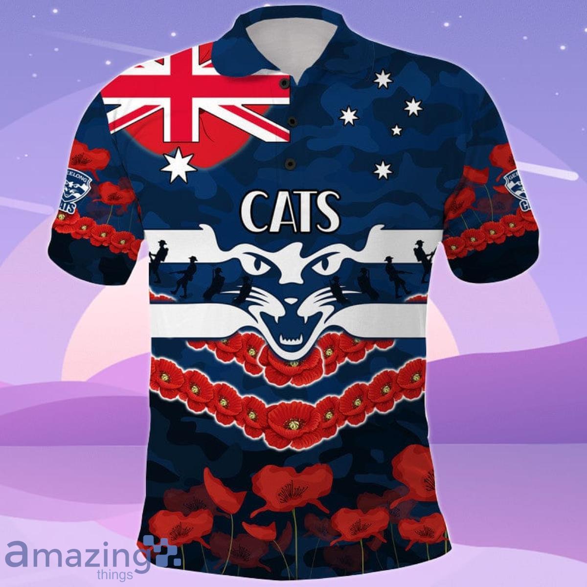 Cats Football ANZAC Polo Shirt Lest We Forget Product Photo 1