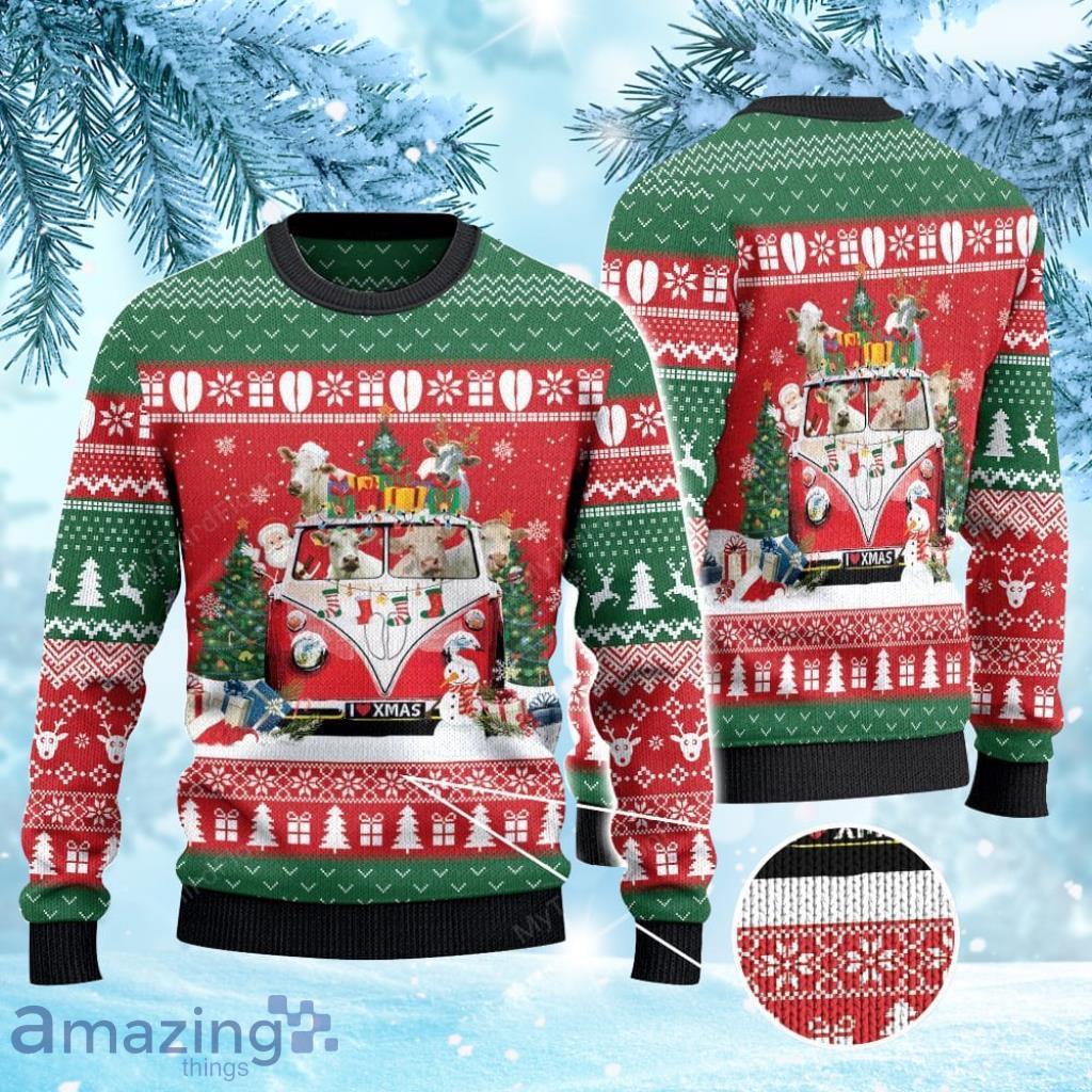 Charolais Cattle Lovers Christmas Van Ugly Christmas Sweater 3D Gift For Men And Women Product Photo 1 Charolais Cattle Lovers Christmas Van Ugly Christmas Sweater 3D Gift For Men And Women Product Photo 1