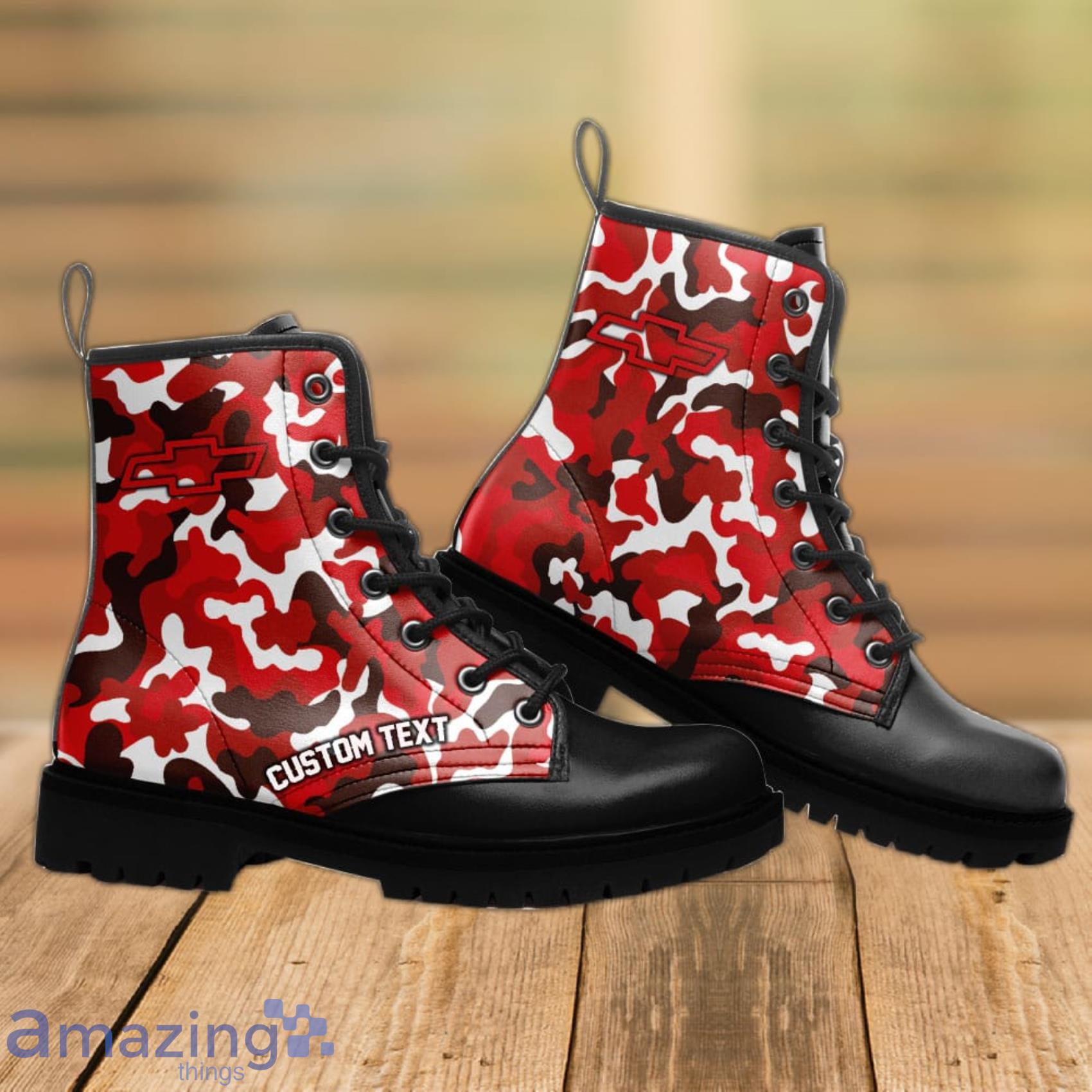 Chevy Racing Lace Up Custom Name Any Logo Car Model Or Sport Team Leather Boots Gift For Fans image Chevy Racing Lace Up Custom Name Any Logo Car Model Or Sport Team Leather Boots Gift For Fans Product Photo 2