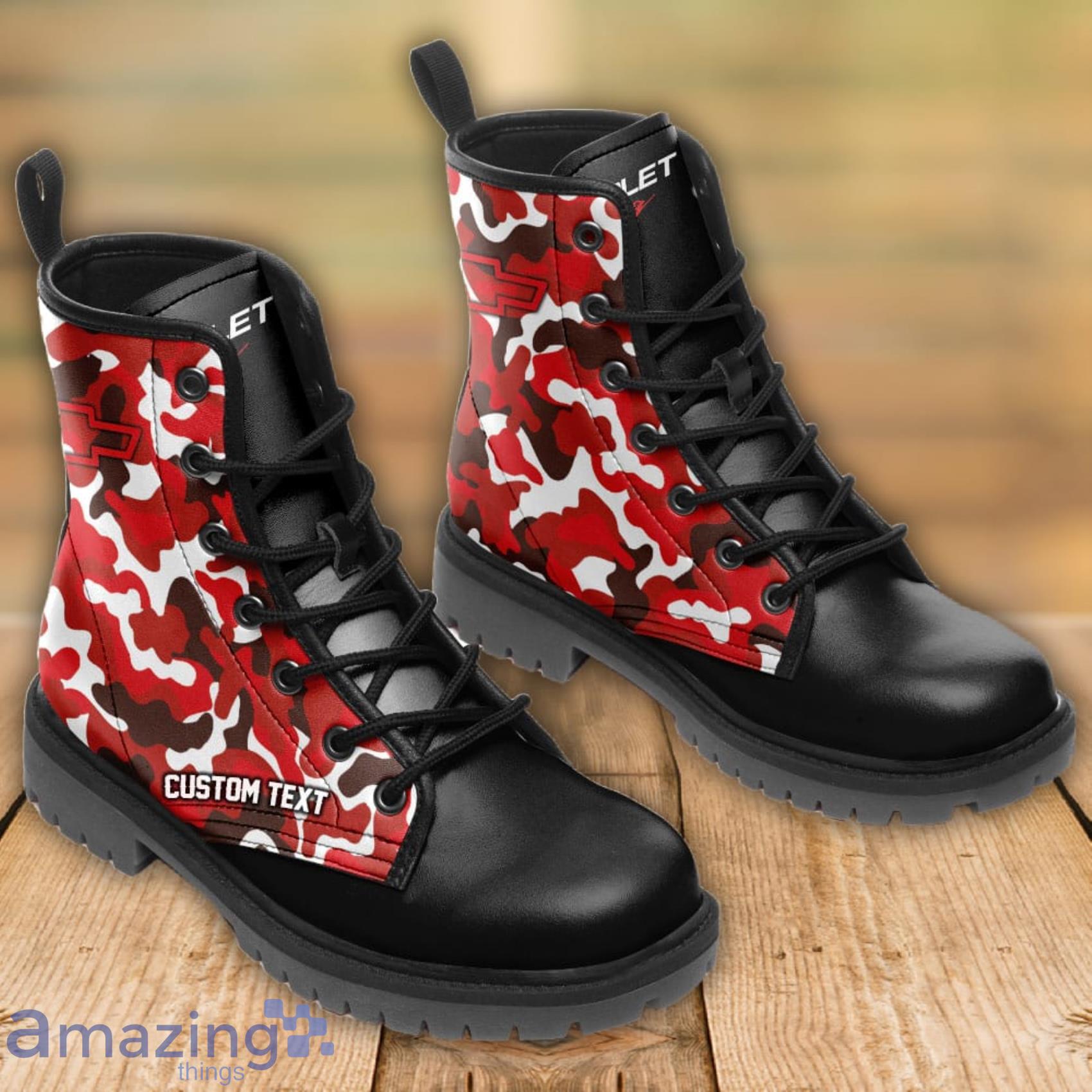 Chevy Racing Lace Up Custom Name Any Logo Car Model Or Sport Team Leather Boots Gift For Fans image Chevy Racing Lace Up Custom Name Any Logo Car Model Or Sport Team Leather Boots Gift For Fans Product Photo 4