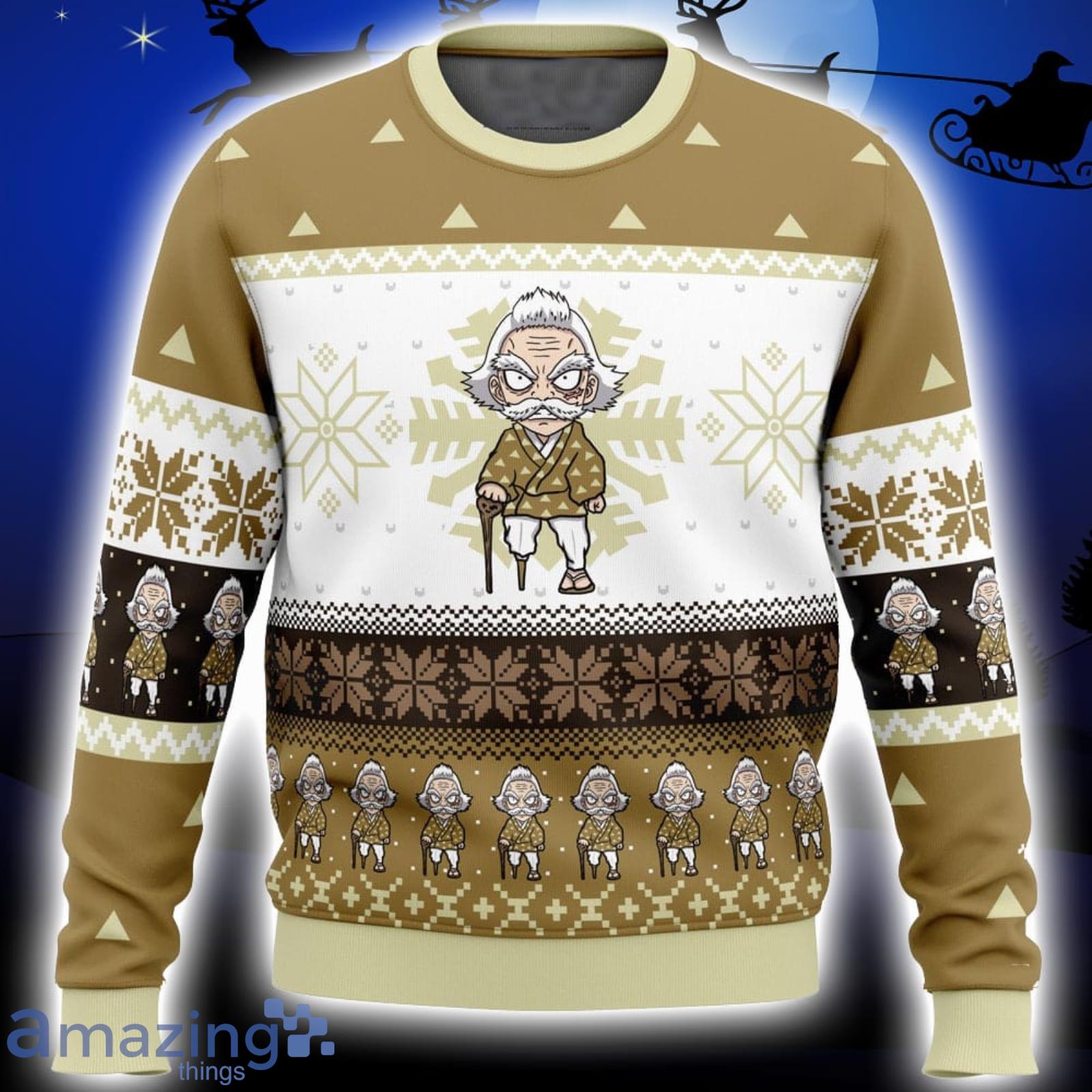 Chibi Christmas Jigoro Kuwajima Demon Slayer Xmas Ugly Christmas Sweater Christmas Gift For Men And Women Product Photo 1
