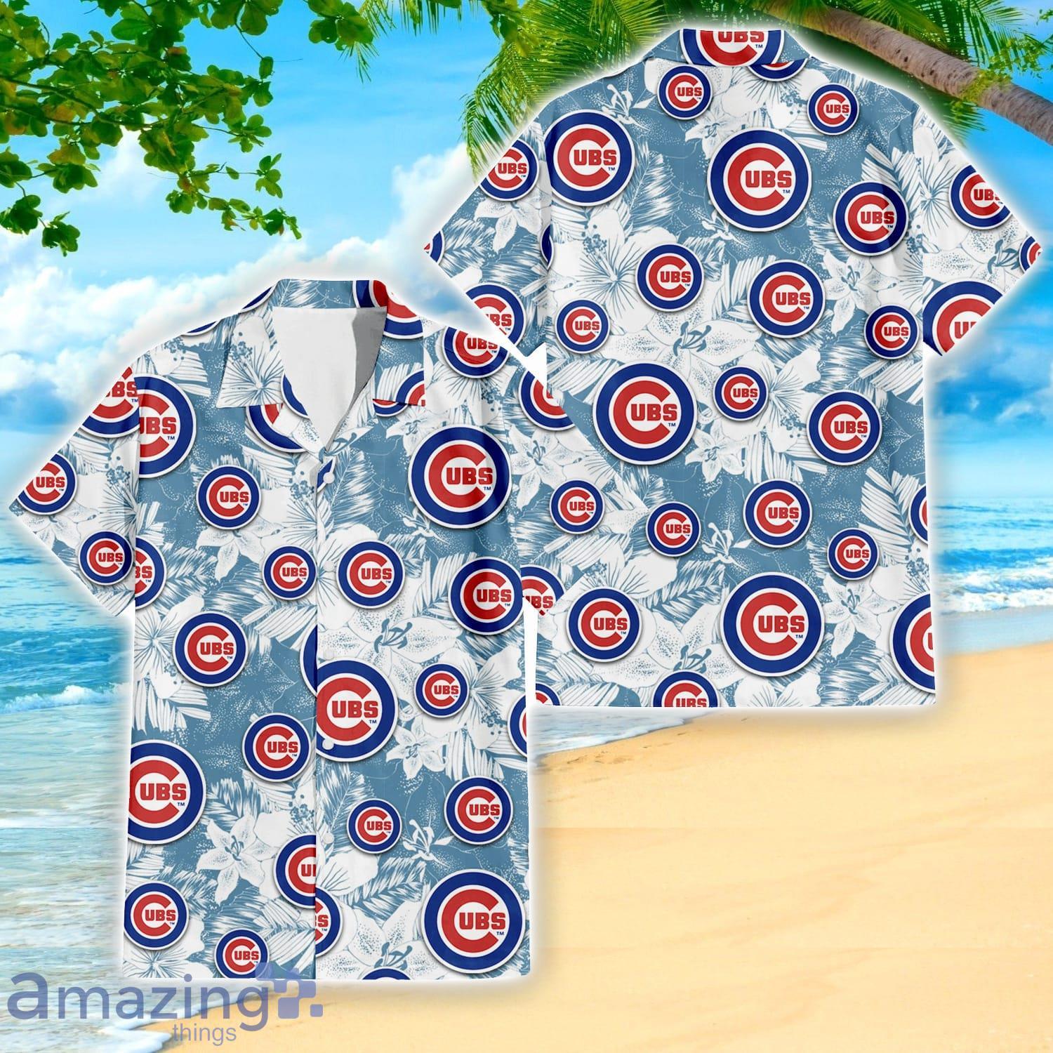 Chicago Cubs Flower Pattern Light Blue Short Sleeve 3D Hawaiian Shirt