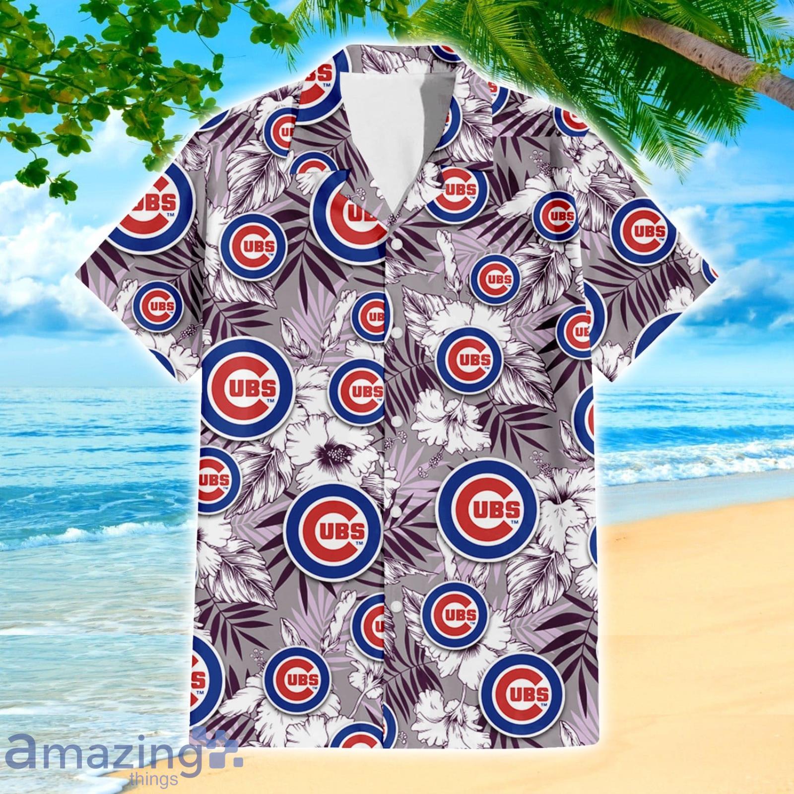 Cubs Hawaiian Shirt Hibiscus Palm Leaf Pattern Chicago Cubs Gift