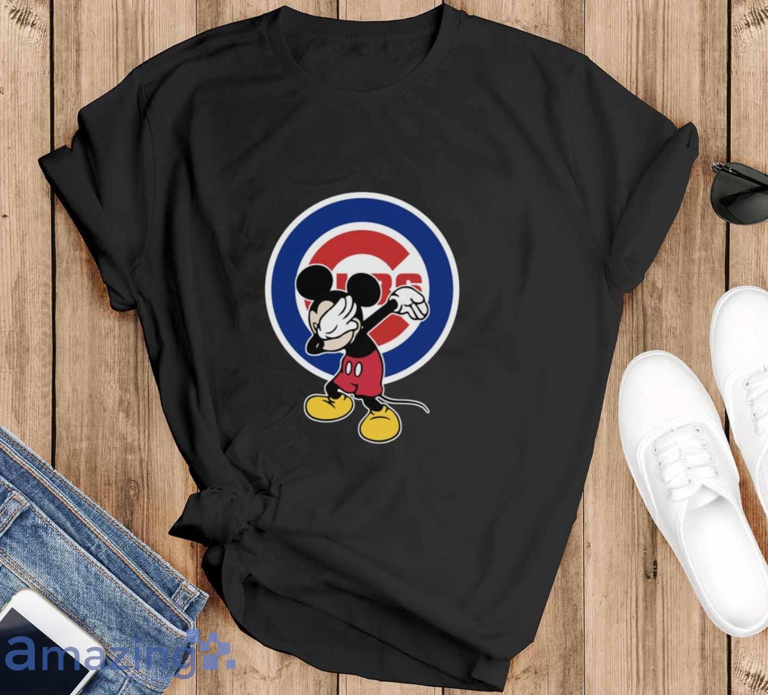 Chicago Cubs MLB Baseball Dabbing Mickey Disney Sports T Shirt For Men And Women - Black T-Shirt