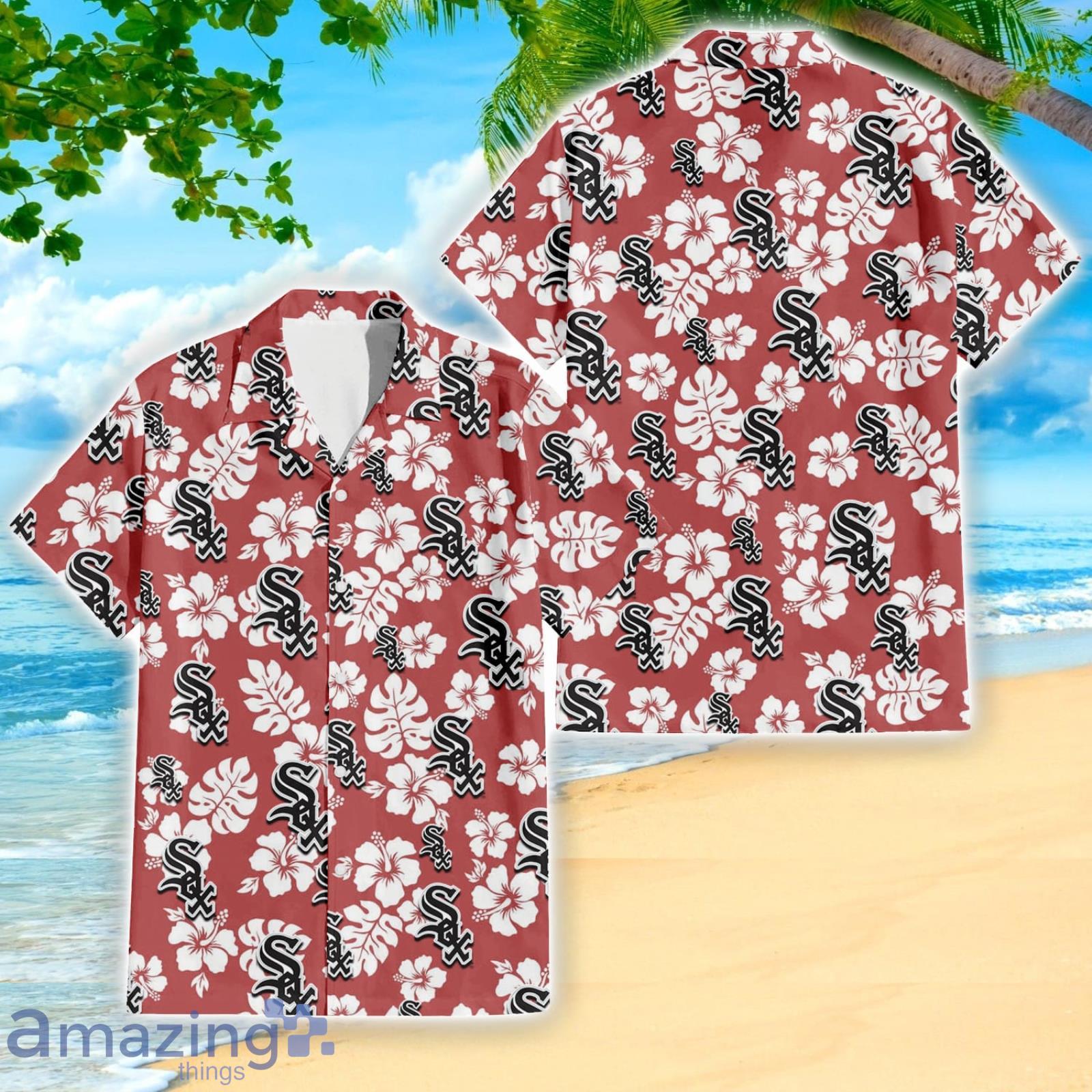 Chicago White Sox Sport Fans Hibiscus All Over Print 3D Hawaiian Shirt Product Photo 1