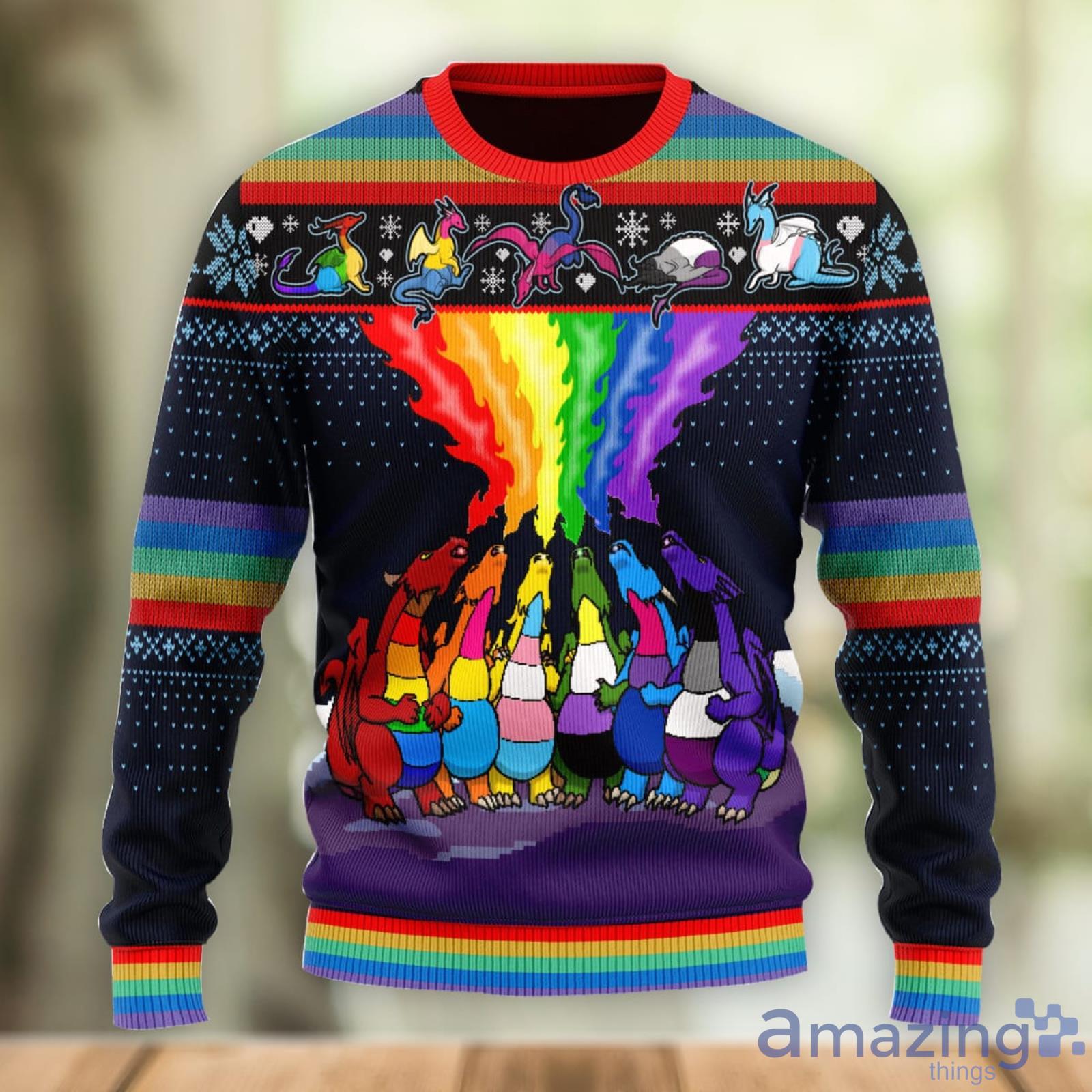 Christmas Gift Dragon LGBT Men And Women Ugly Christmas Sweater Product Photo 1 Christmas Gift Dragon LGBT Men And Women Ugly Christmas Sweater Product Photo 1