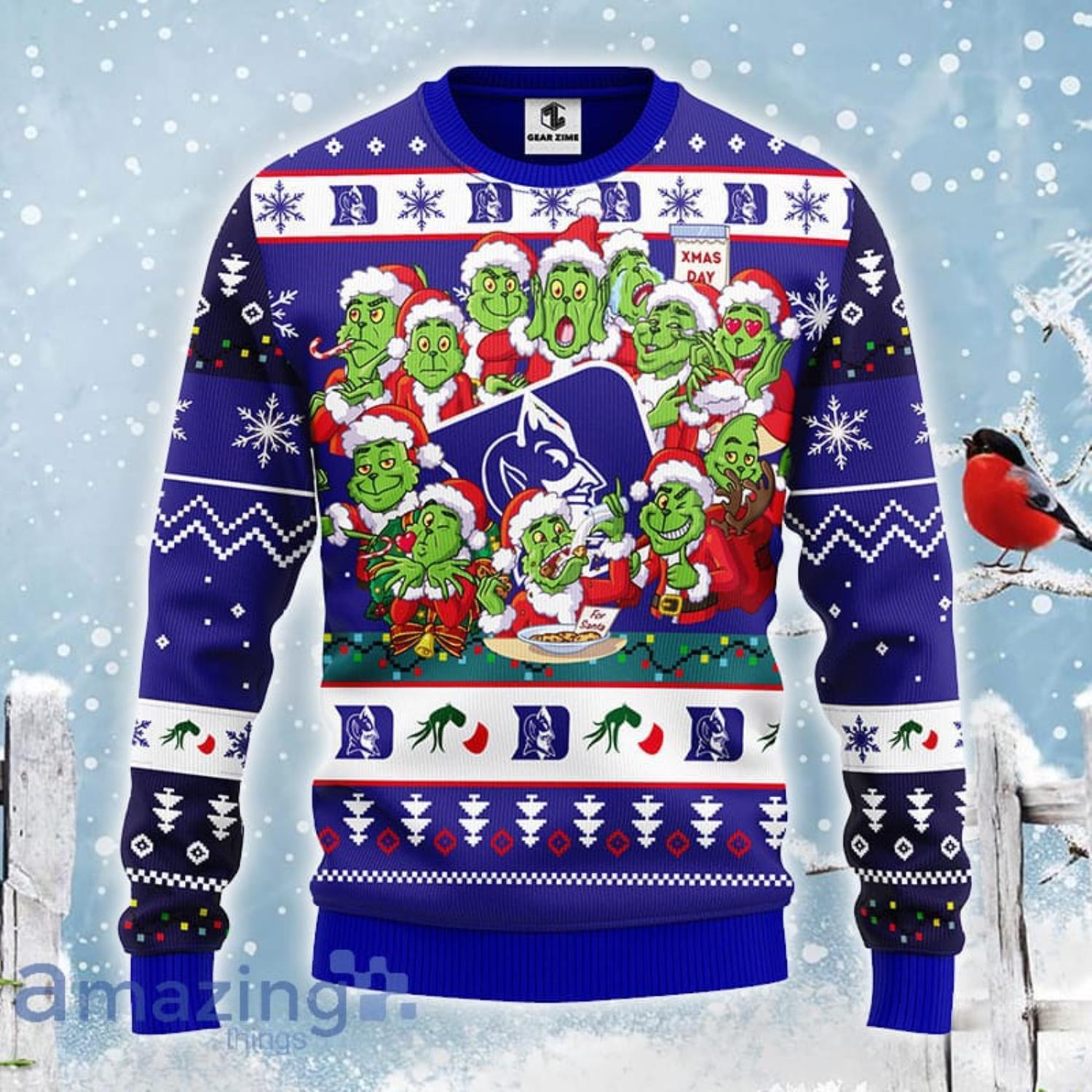 Christmas Gift NCAA Duke Blue Devils Cute 12 Grinch Face Xmas Day Ugly Christmas Sweater Product Photo 1 Christmas Gift NCAA Duke Blue Devils Cute 12 Grinch Face Xmas Day Ugly Christmas Sweater Product Photo 1