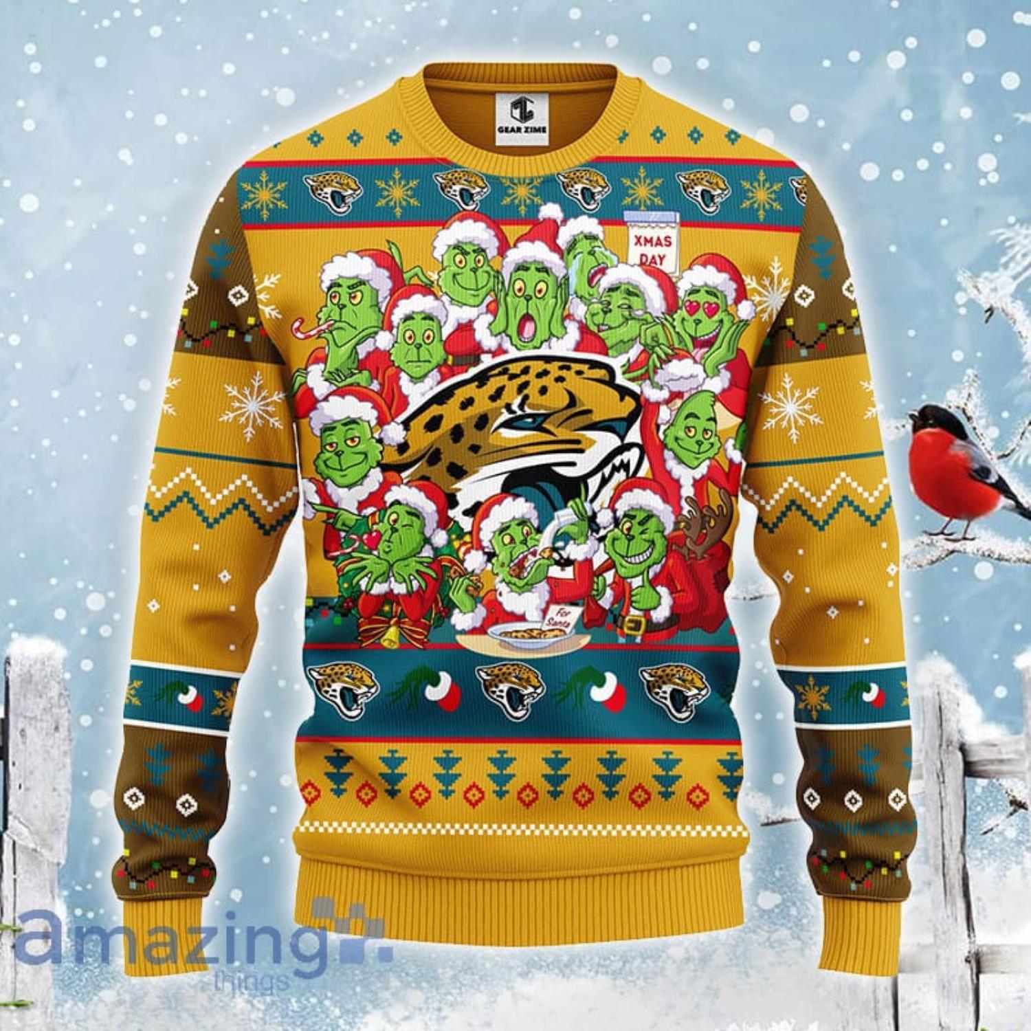 Jacksonville Jaguars Ugly Christmas Sweater Santa Favorite Team