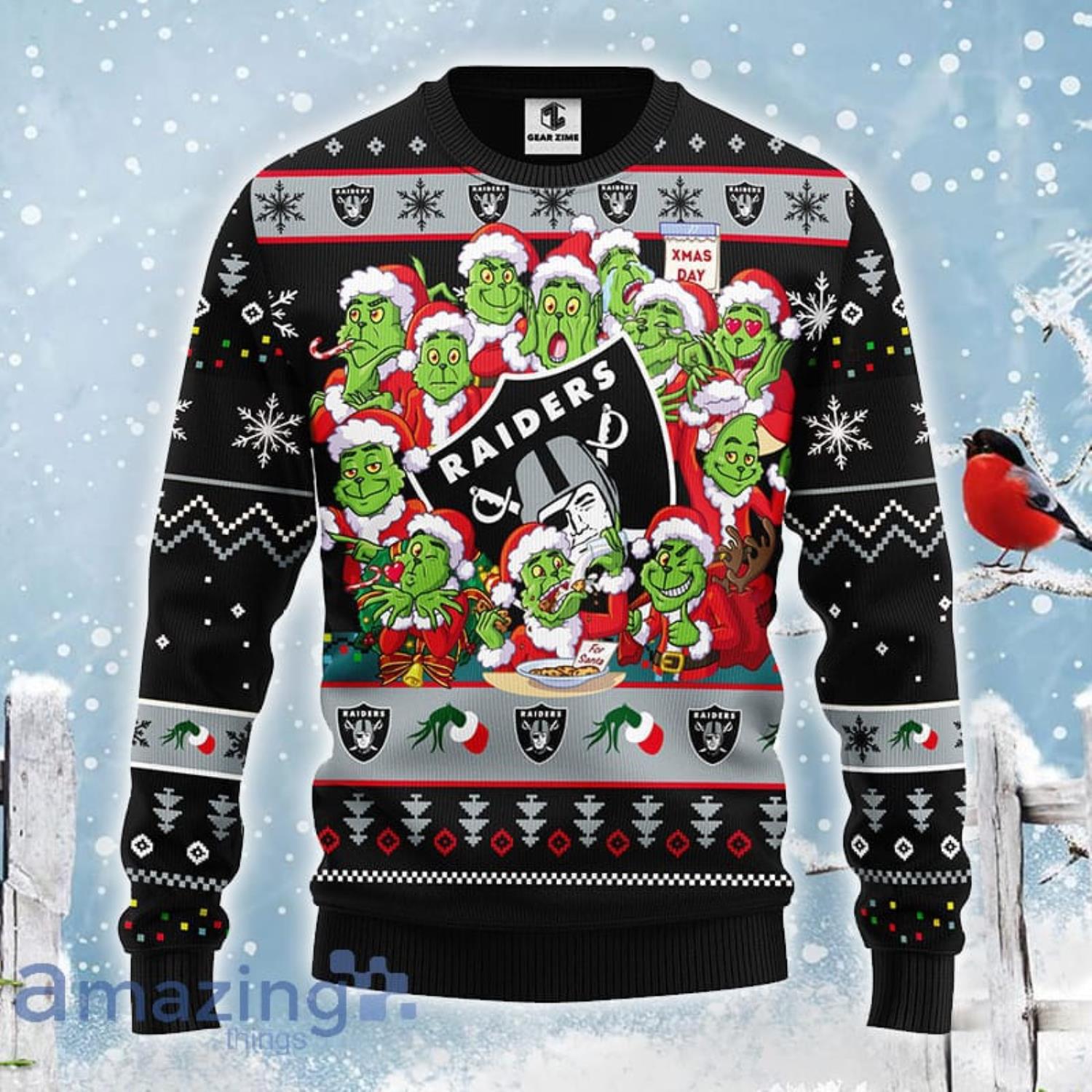 Santa Grinch Face Oklahoma State Cowboys Logo Christmas Sweater