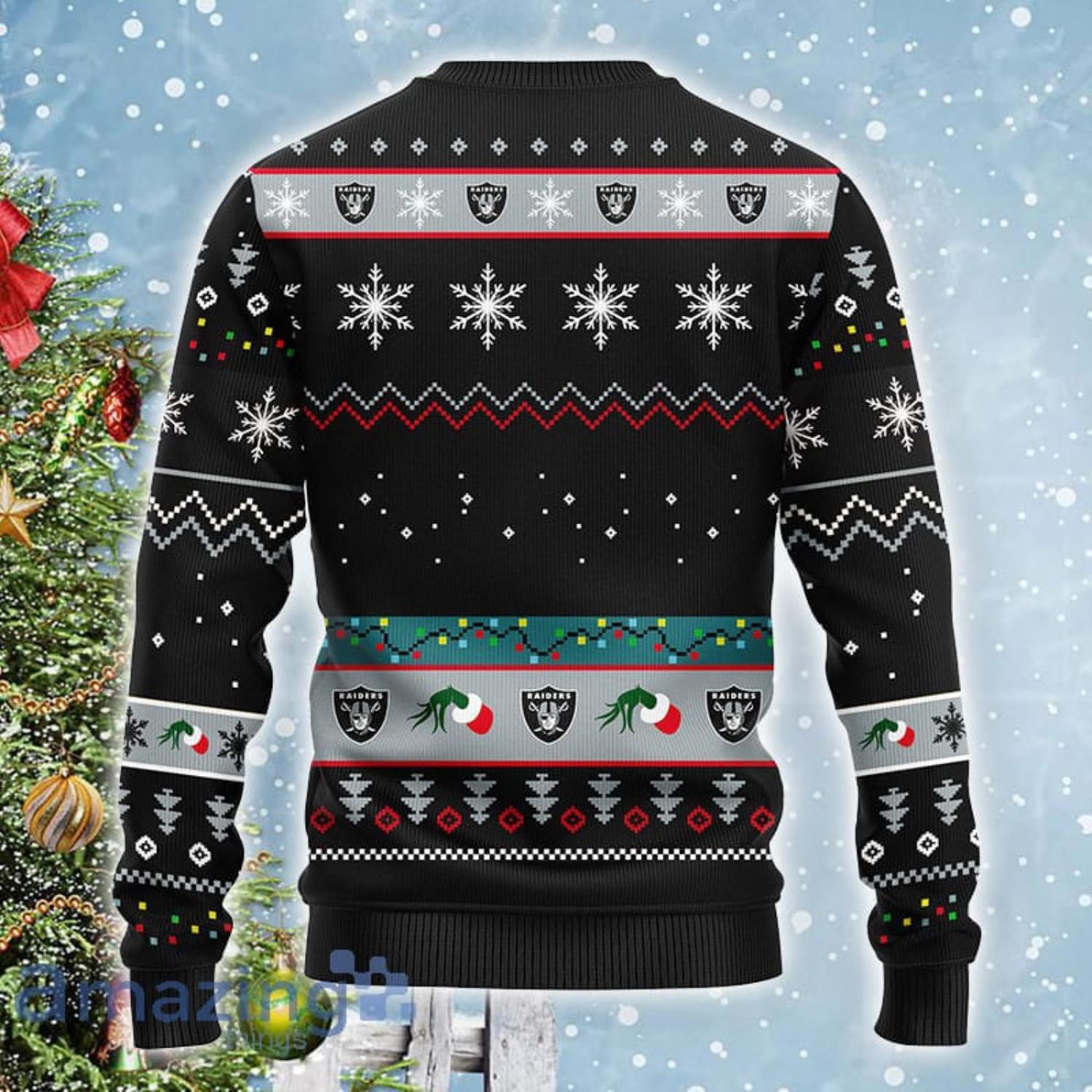 Christmas Gift NFL Oakland Raiders Cute 12 Grinch Face Xmas Day Men And  Women Ugly Christmas Sweater - Freedomdesign