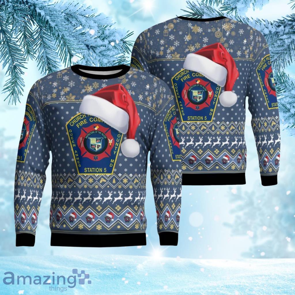 Church Hill Volunteer Fire Company, Queen Anne's County, Maryland Christmas Aop Ugly Sweater 3D Gift For Men And Women Product Photo 1