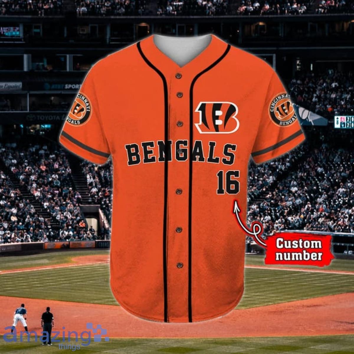 Cincinnati Bengals Custom Name And Number Baseball Jersey NFL