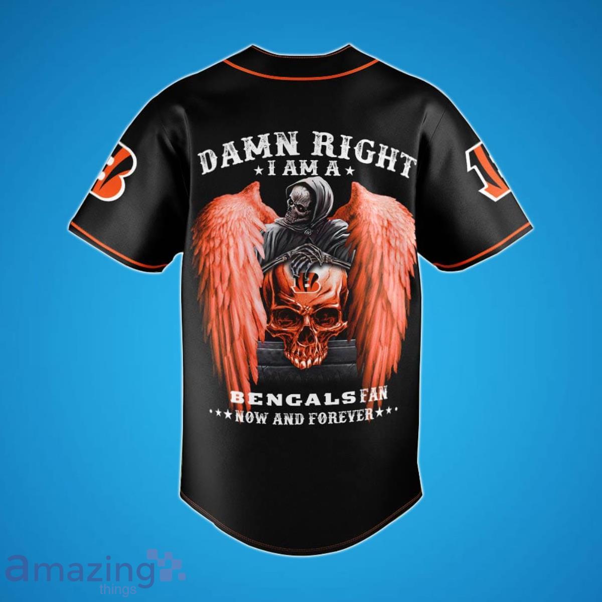 Cincinnati Bengals Damn Right Skull NFL Custom Name & Number Baseball Jersey  Shirt Fans