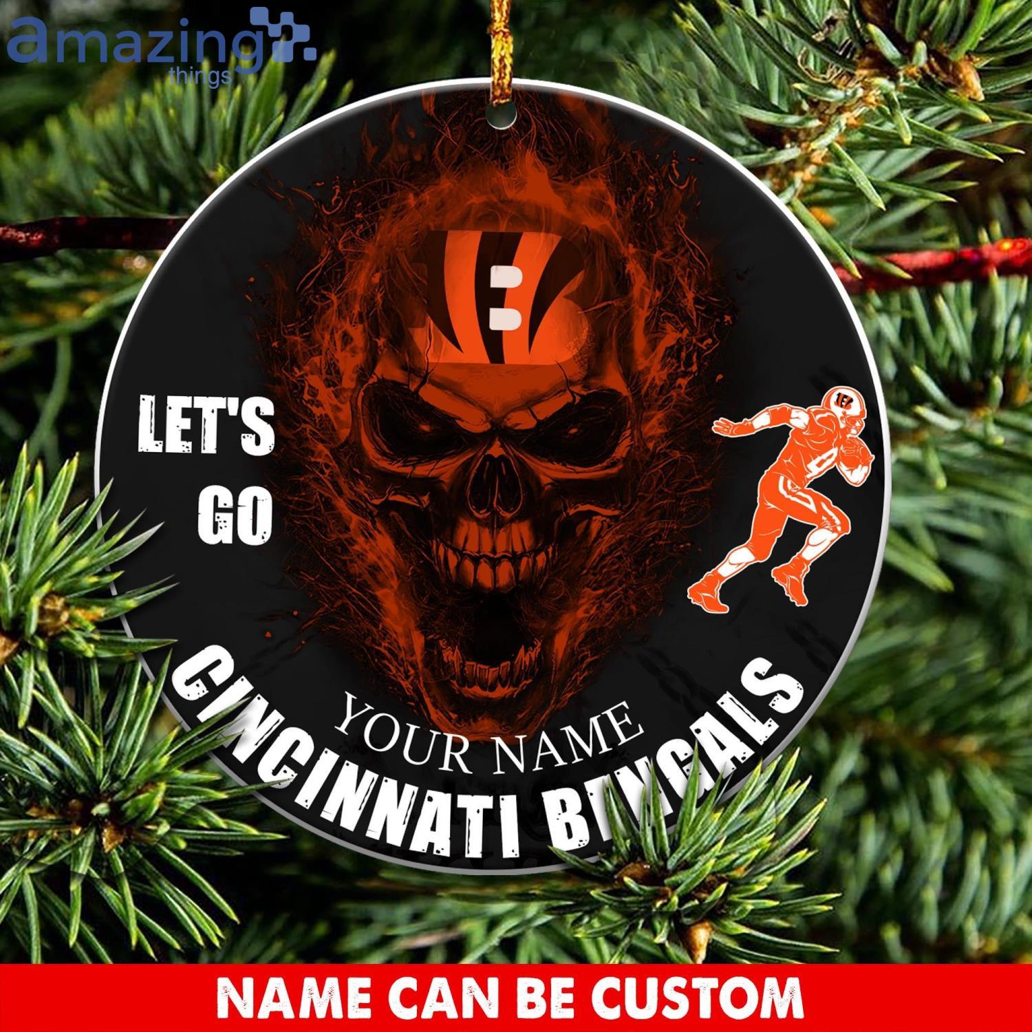 Cincinnati Bengals NFL Let's Go Skull Christmas Ornament Custom Name For Fans Product Photo 1