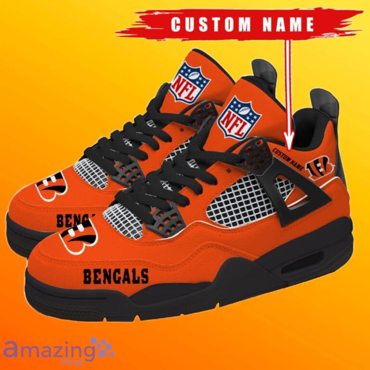 Cincinnati Bengals NFL 4 Custom Name Air Jordan 11 Sneakers For